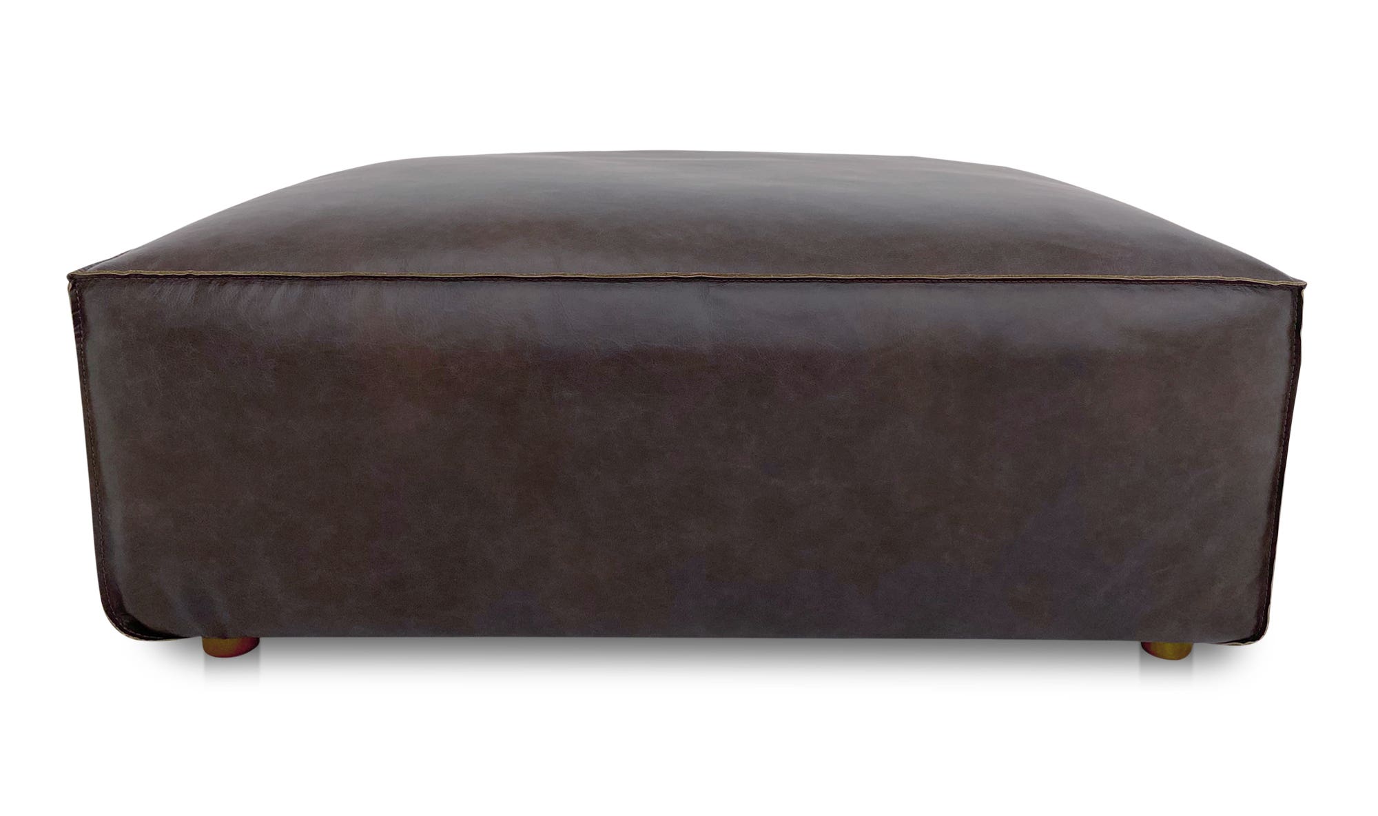 31" Espresso Brown Leather Ottoman