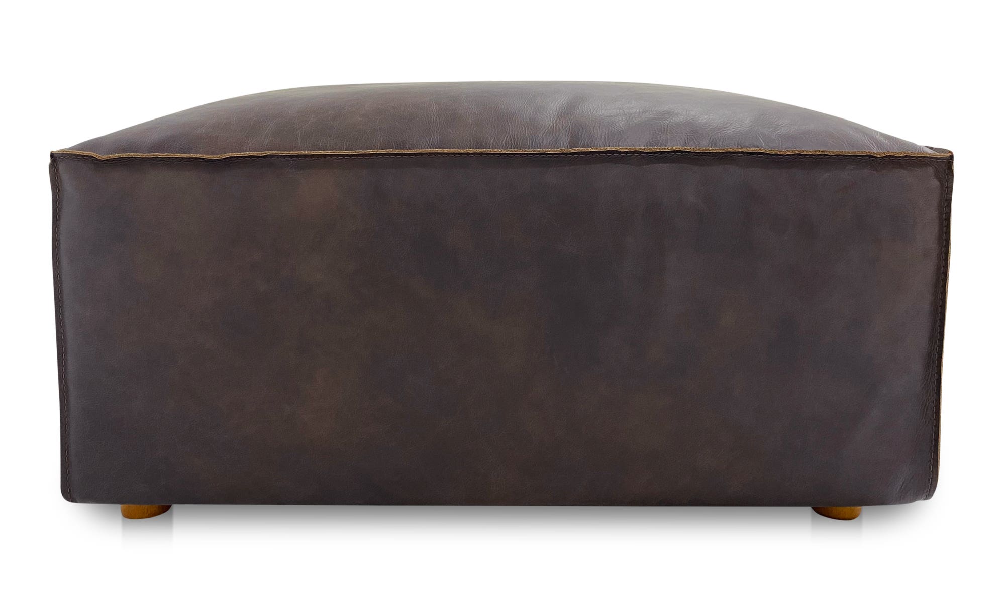 31" Espresso Brown Leather Ottoman