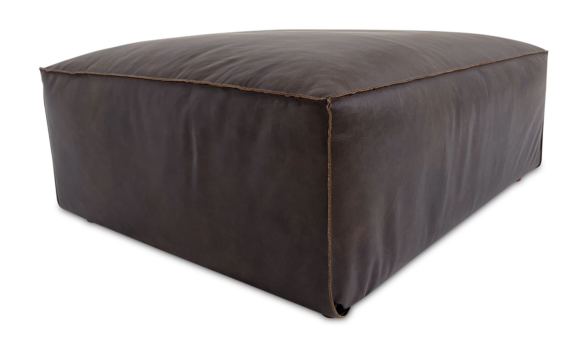 31" Espresso Brown Leather Ottoman