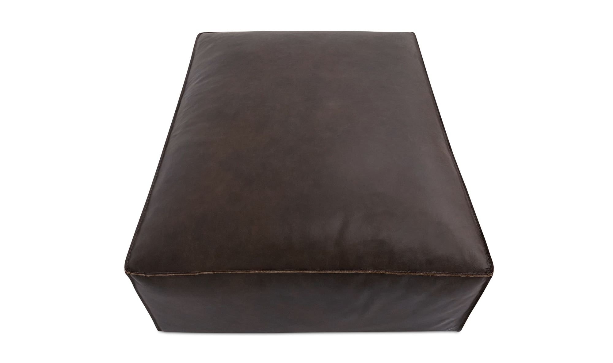 31" Espresso Brown Leather Ottoman