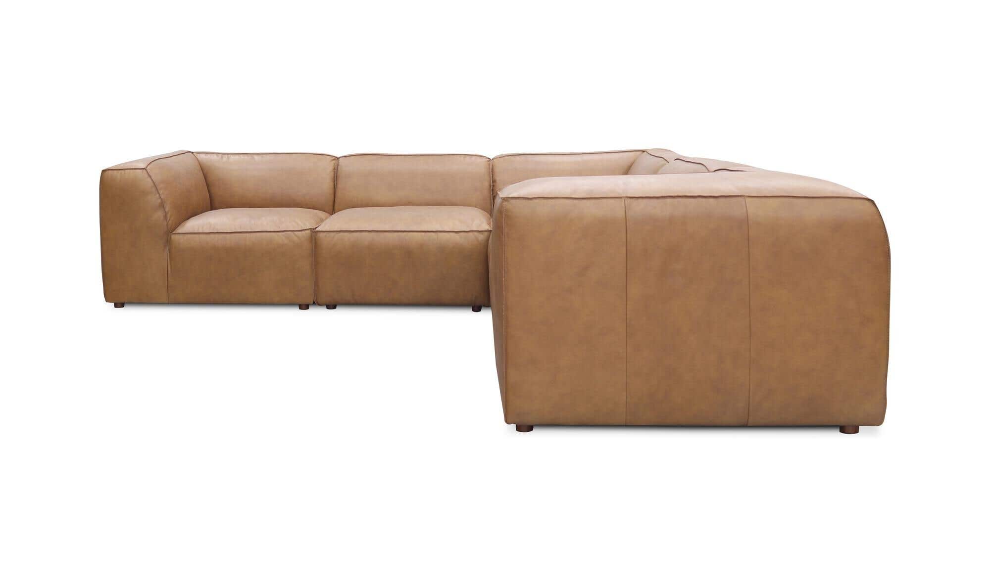 112" Sonoran Tan Leather L-Shaped Modular Sectional
