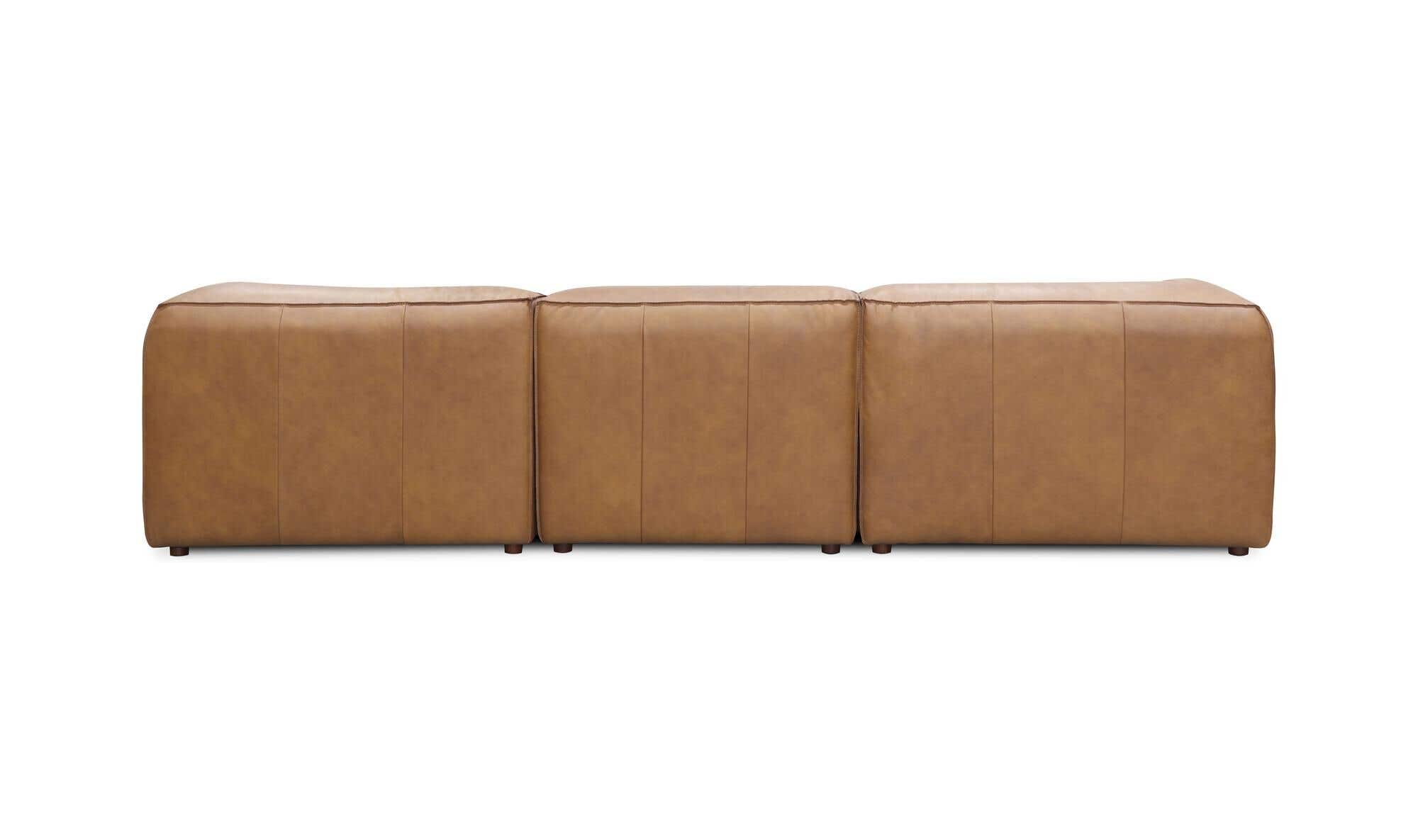 112" Sonoran Tan Leather L-Shaped Modular Sectional