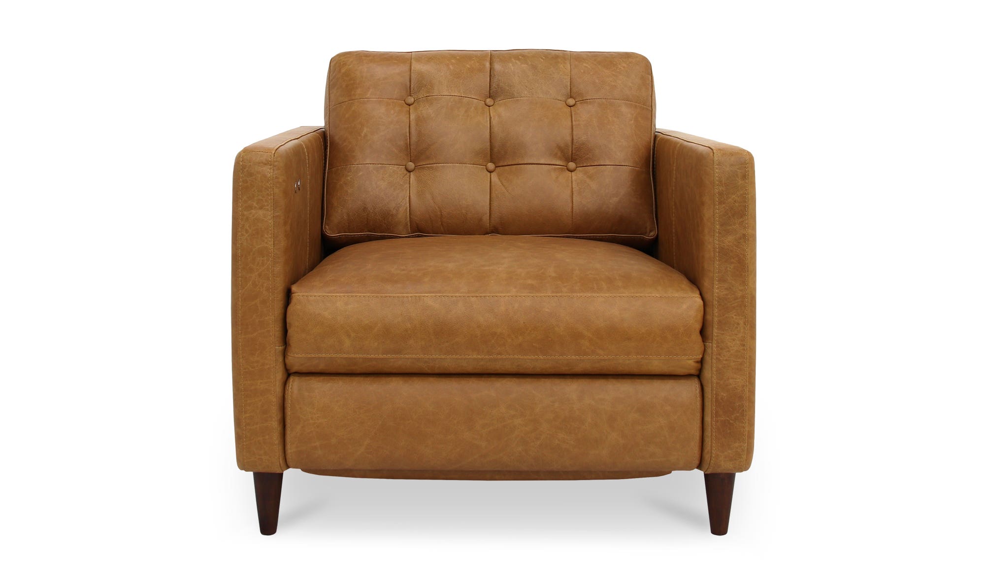 37.4" Tan Leather Power Recliner Accent Chair