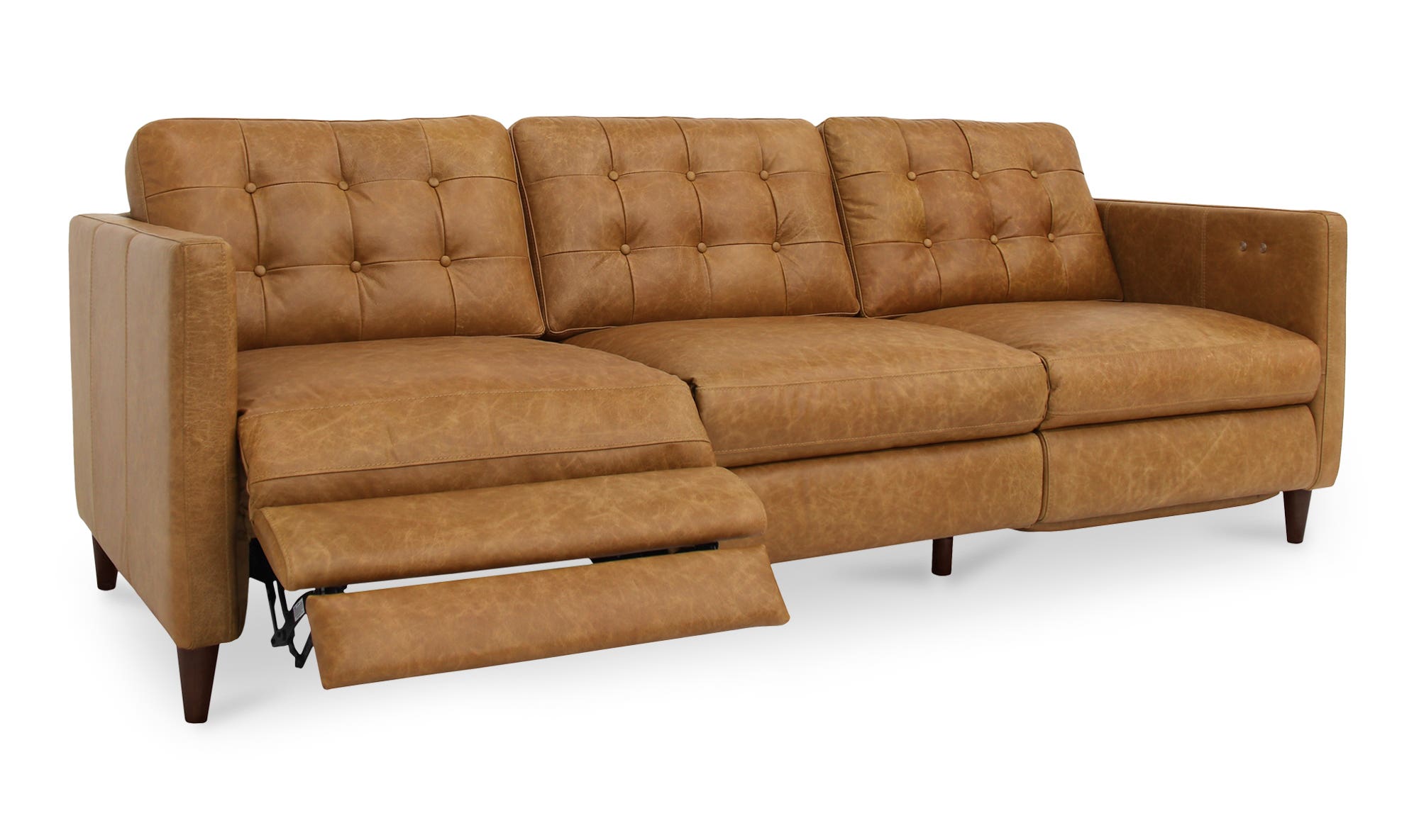 94.1" Tan Leather Power Recliner Sofa