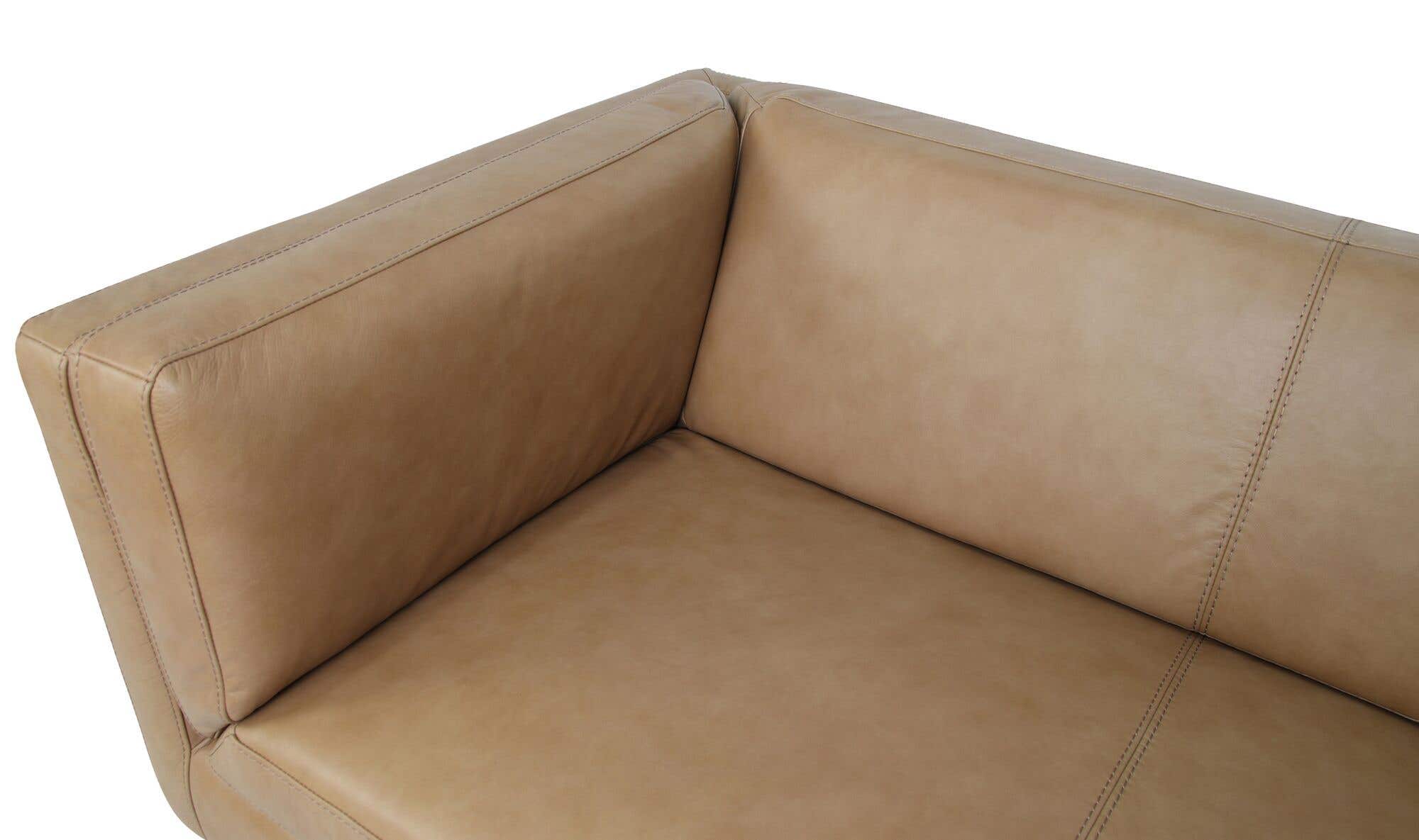 86" Tan Leather Sofa