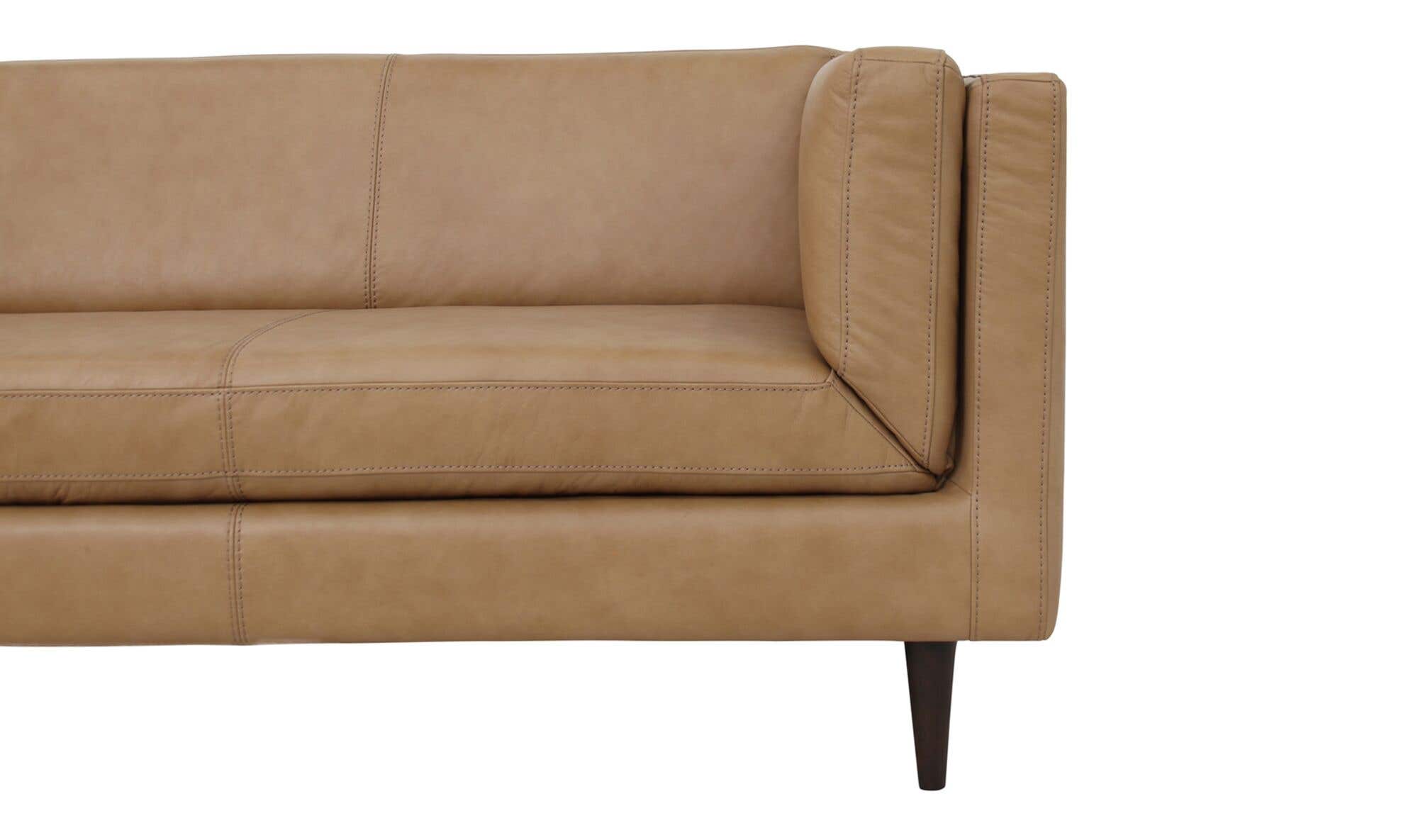 86" Tan Leather Sofa