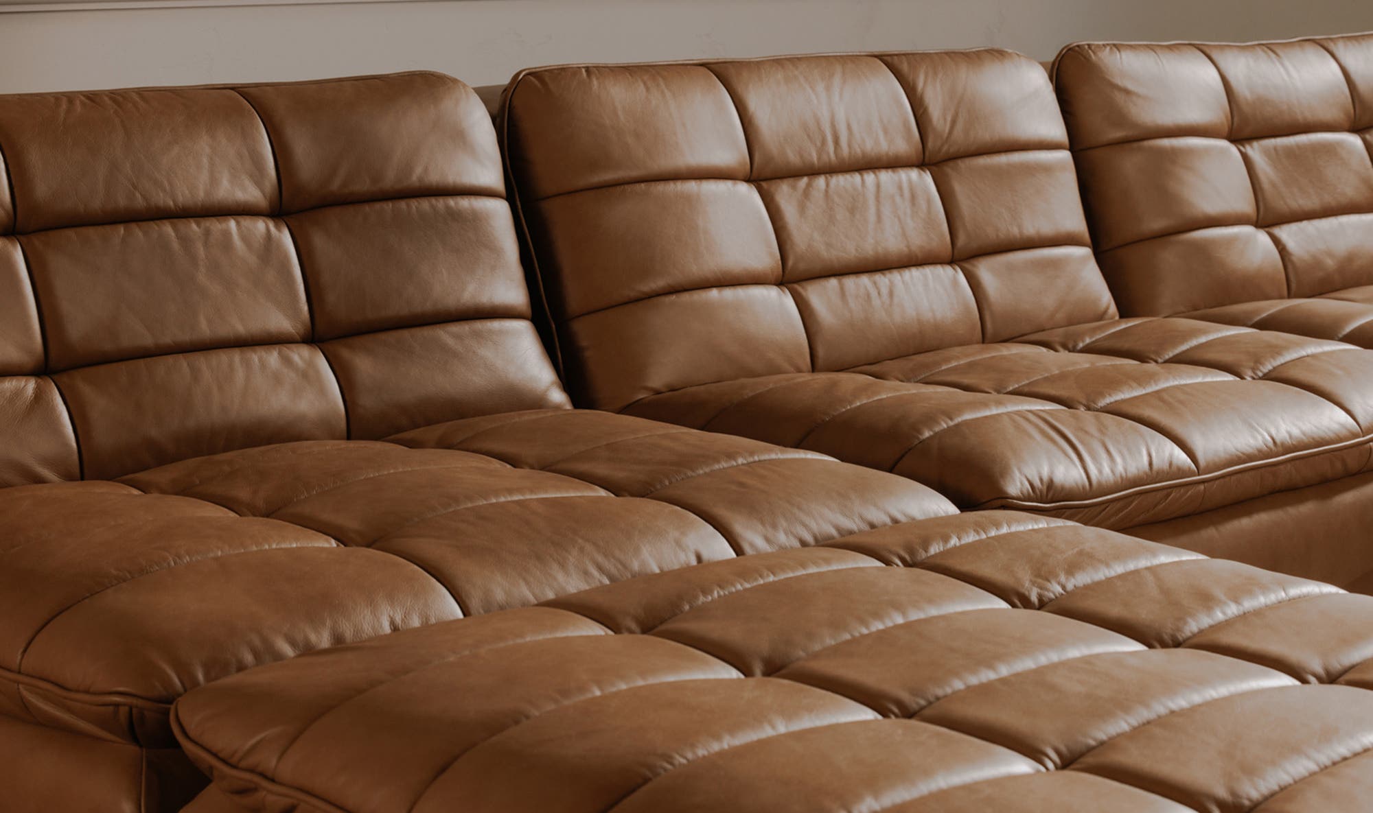 42.5" Tan Leather Slipper Chair