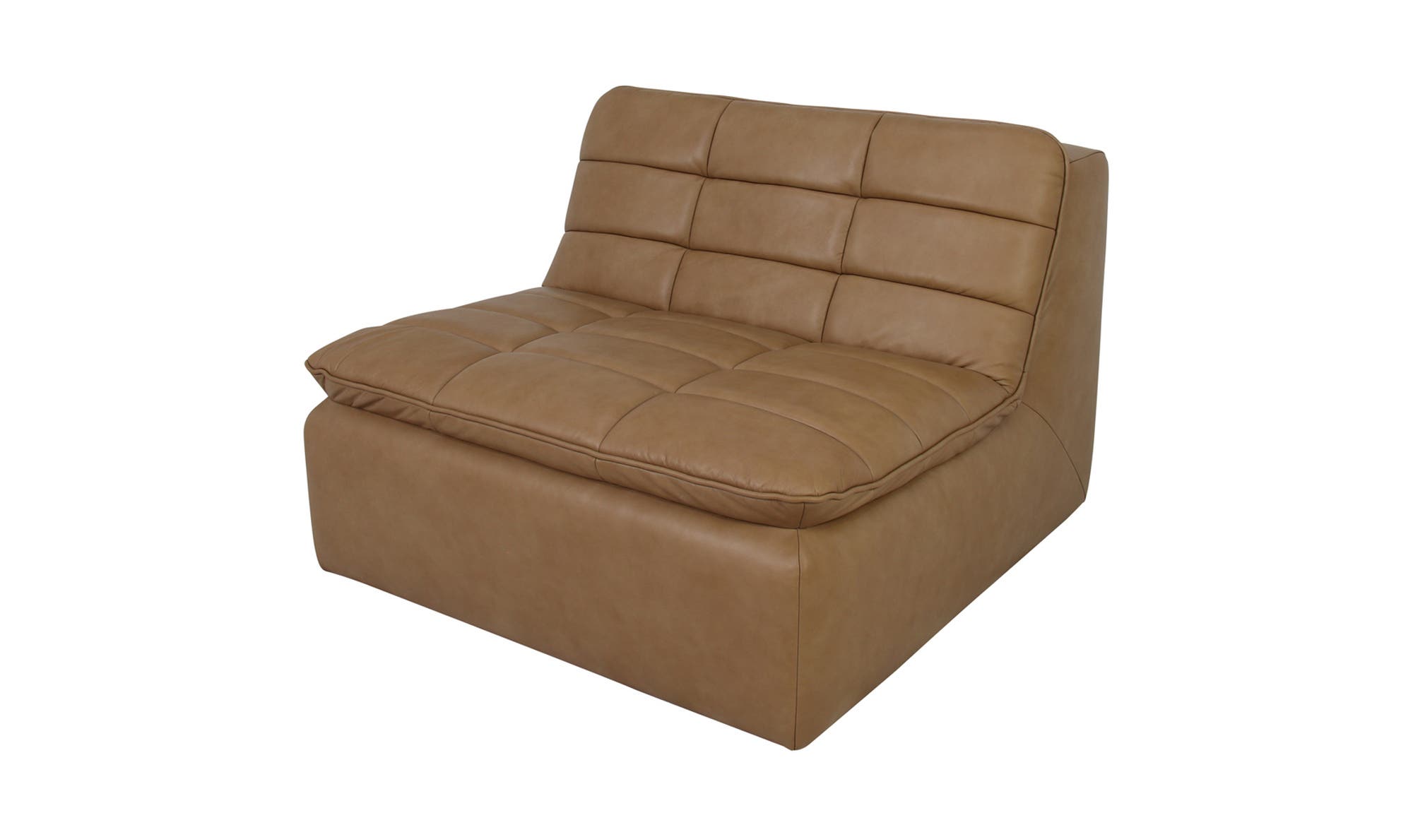 42.5" Tan Leather Slipper Chair