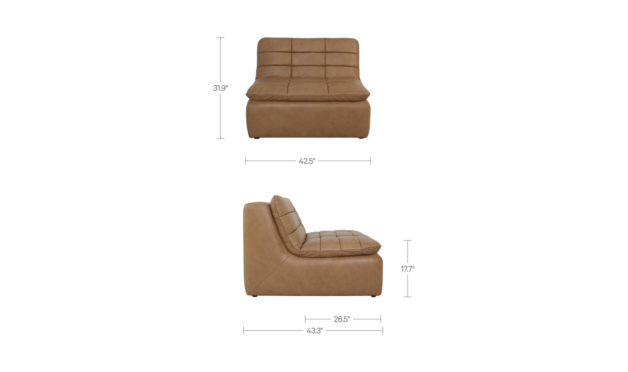 42.5" Tan Leather Slipper Chair