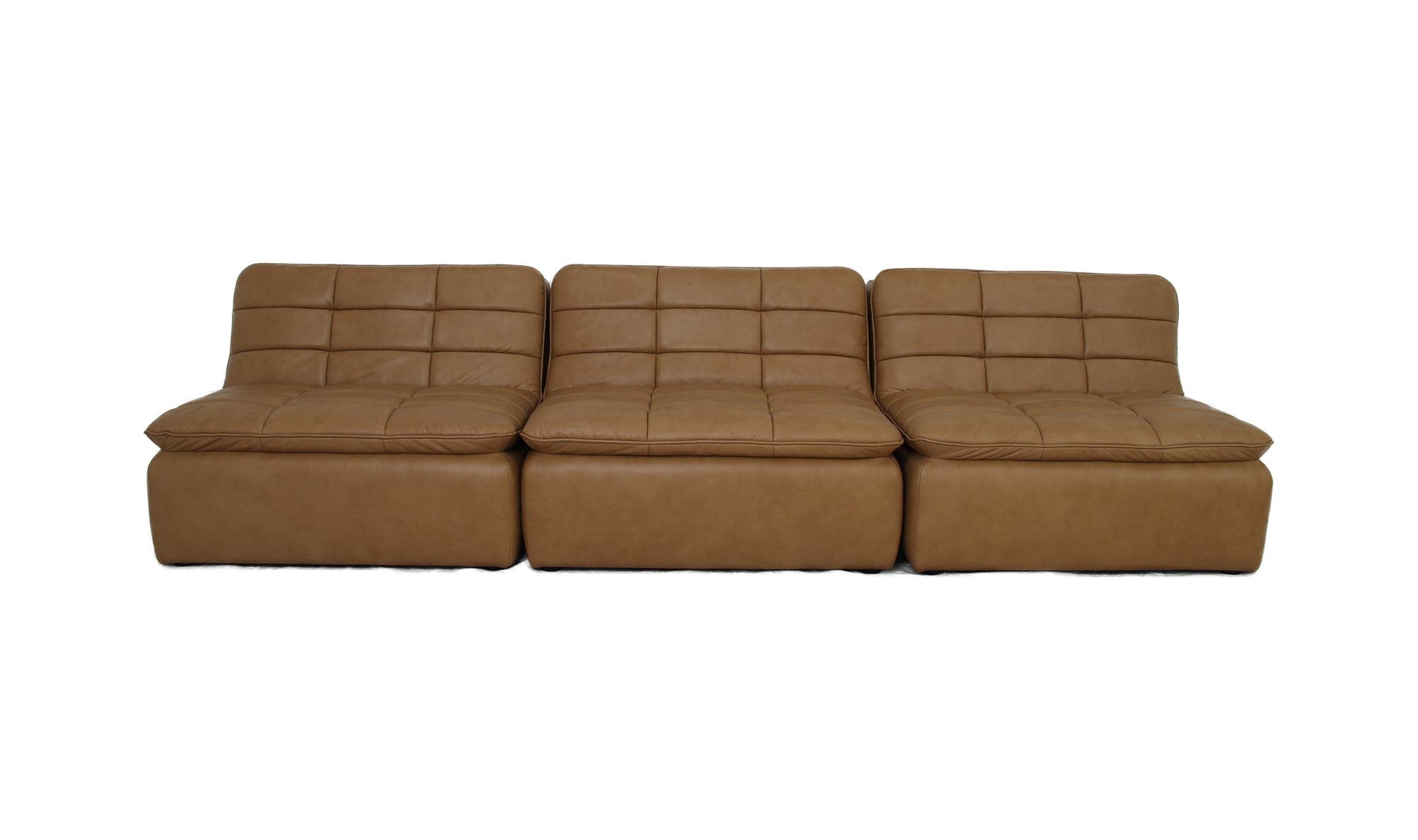 127.7" Tan Leather Modular Sofa