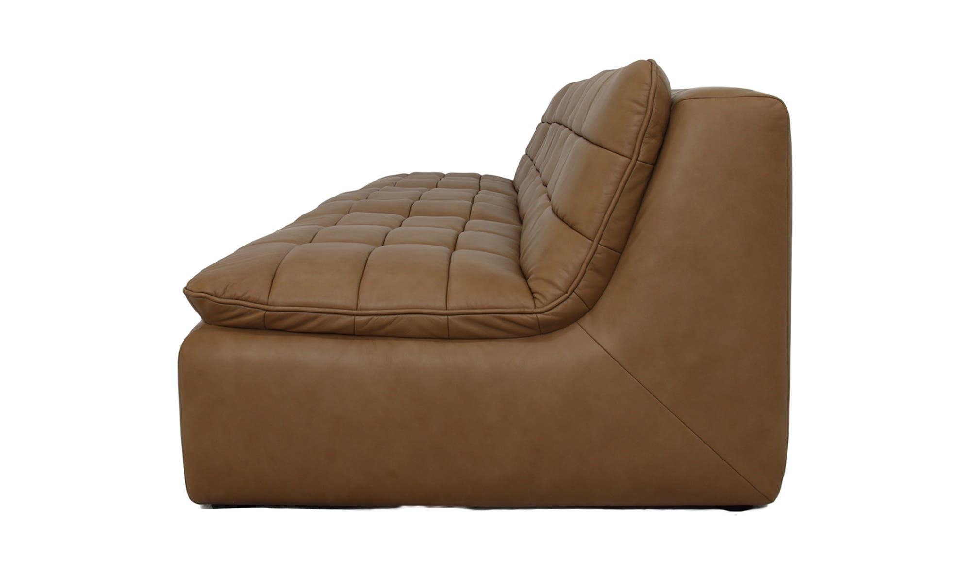 127.7" Tan Leather Modular Sofa