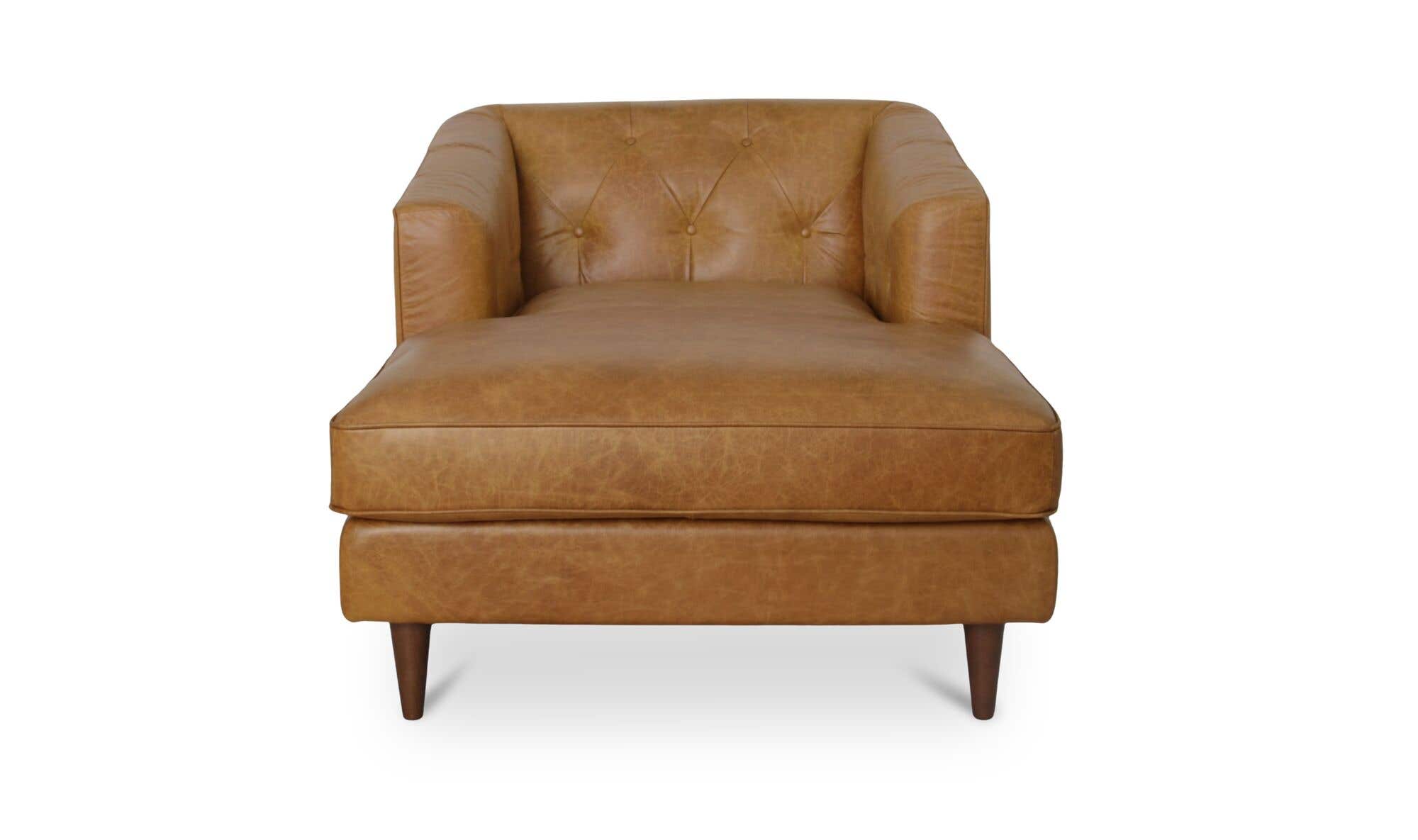 38.6" Tan Leather Chaise