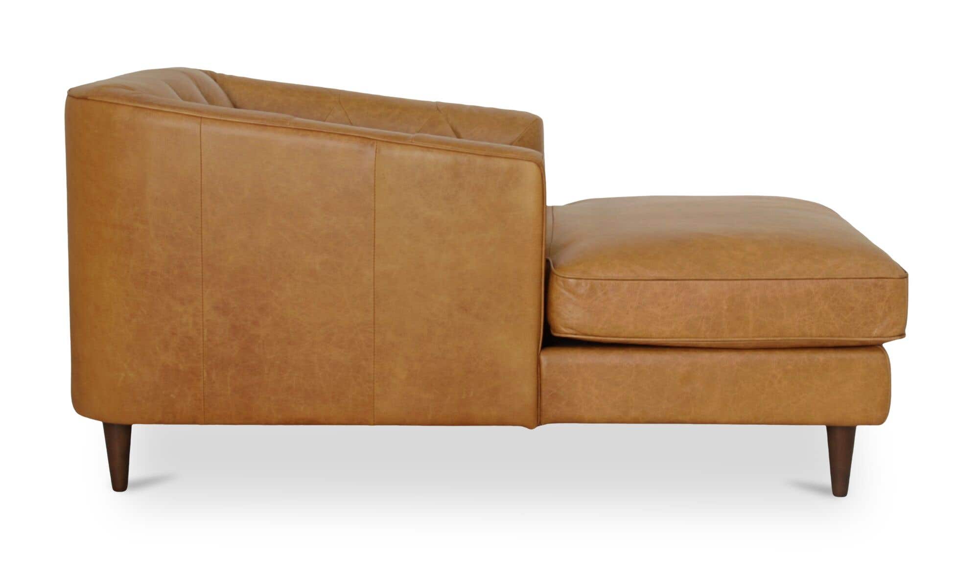 38.6" Tan Leather Chaise