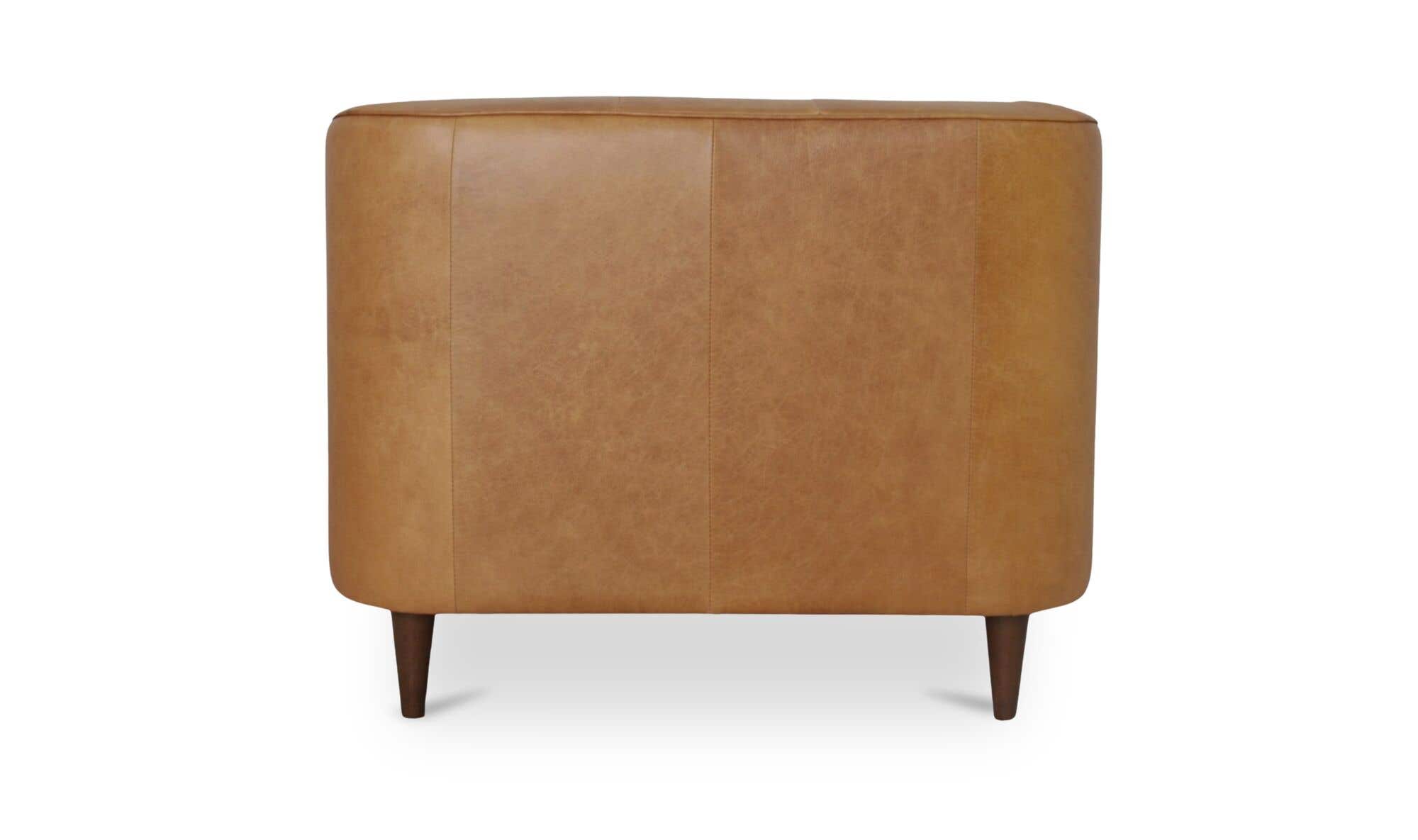 38.6" Tan Leather Chaise