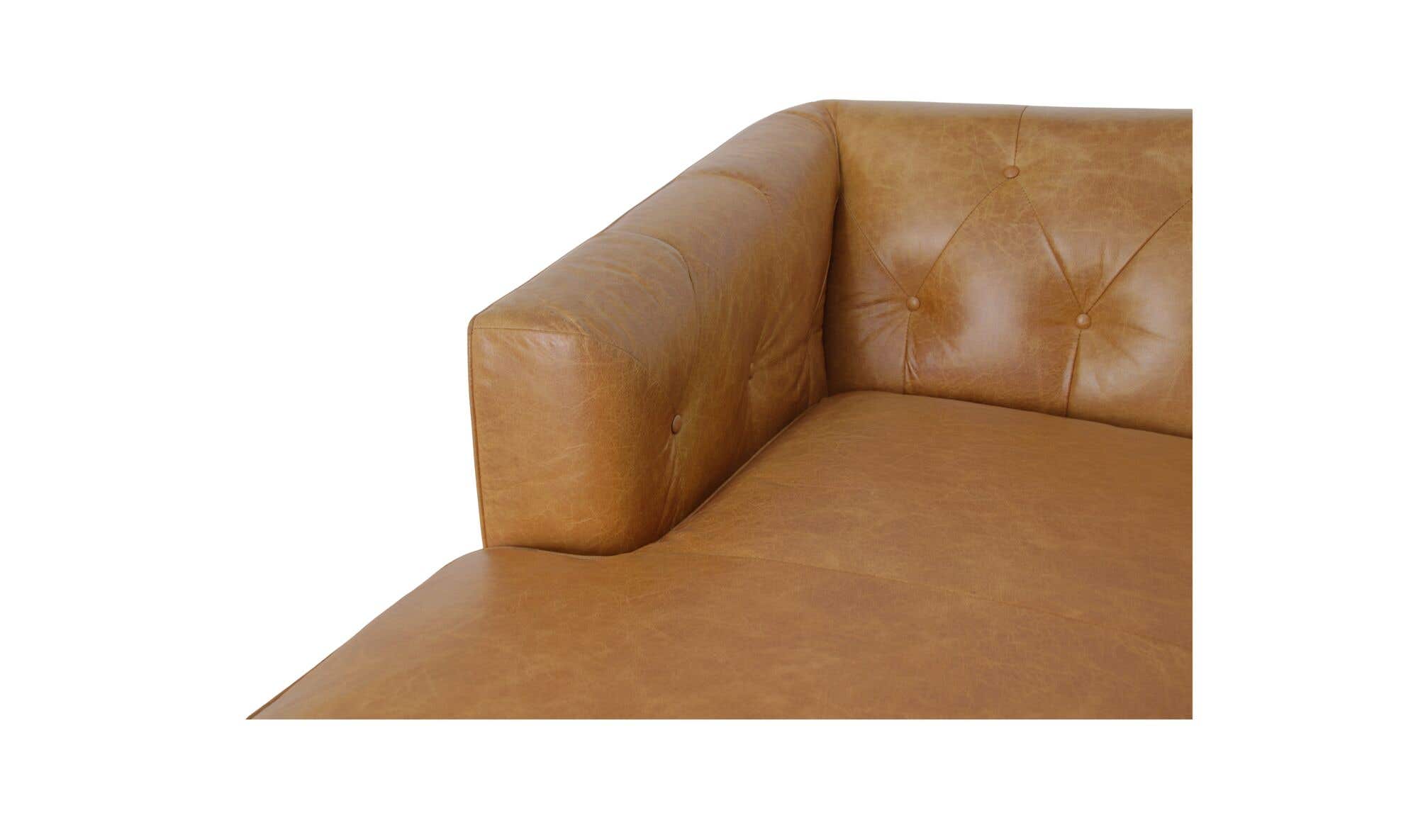 38.6" Tan Leather Chaise