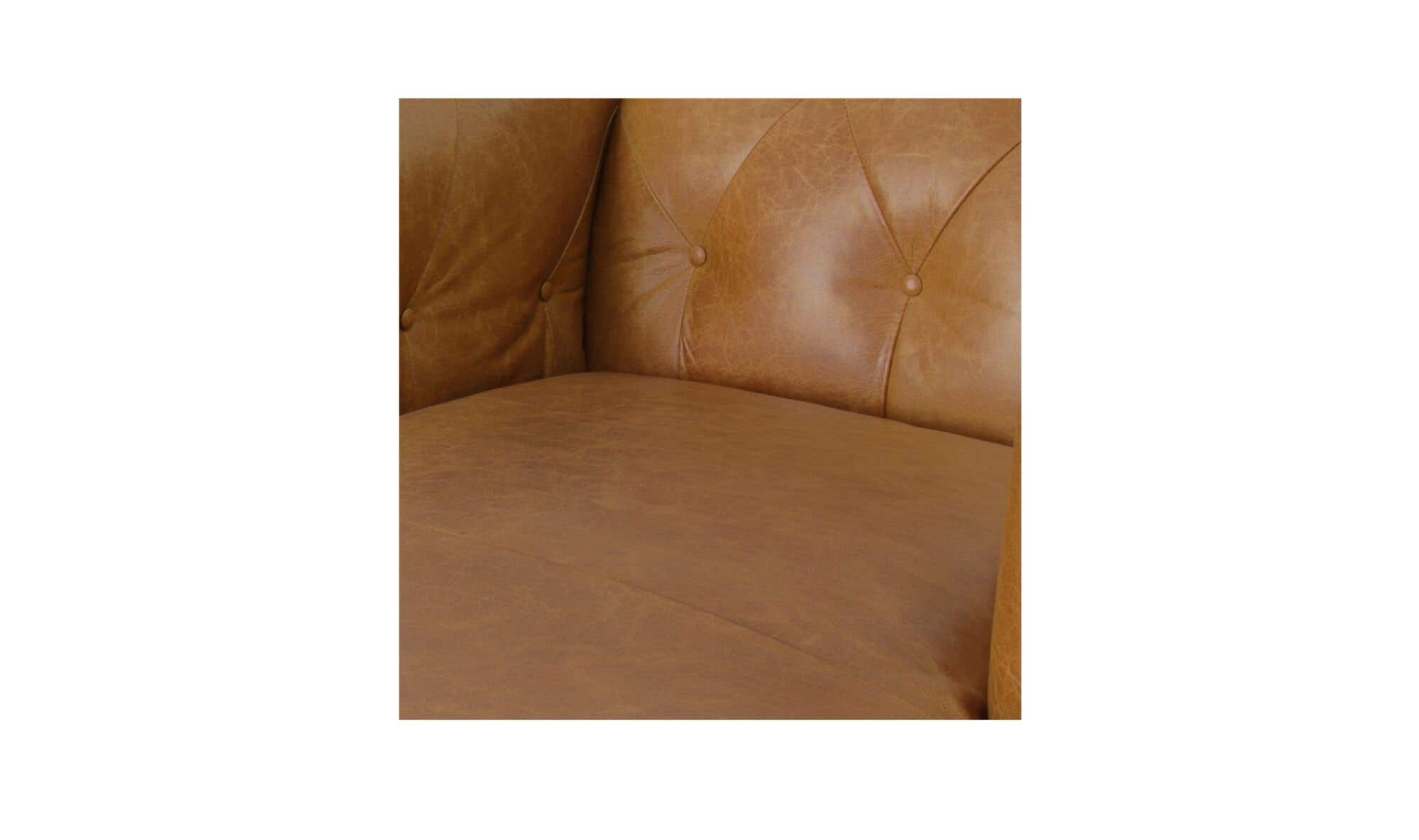 38.6" Tan Leather Chaise