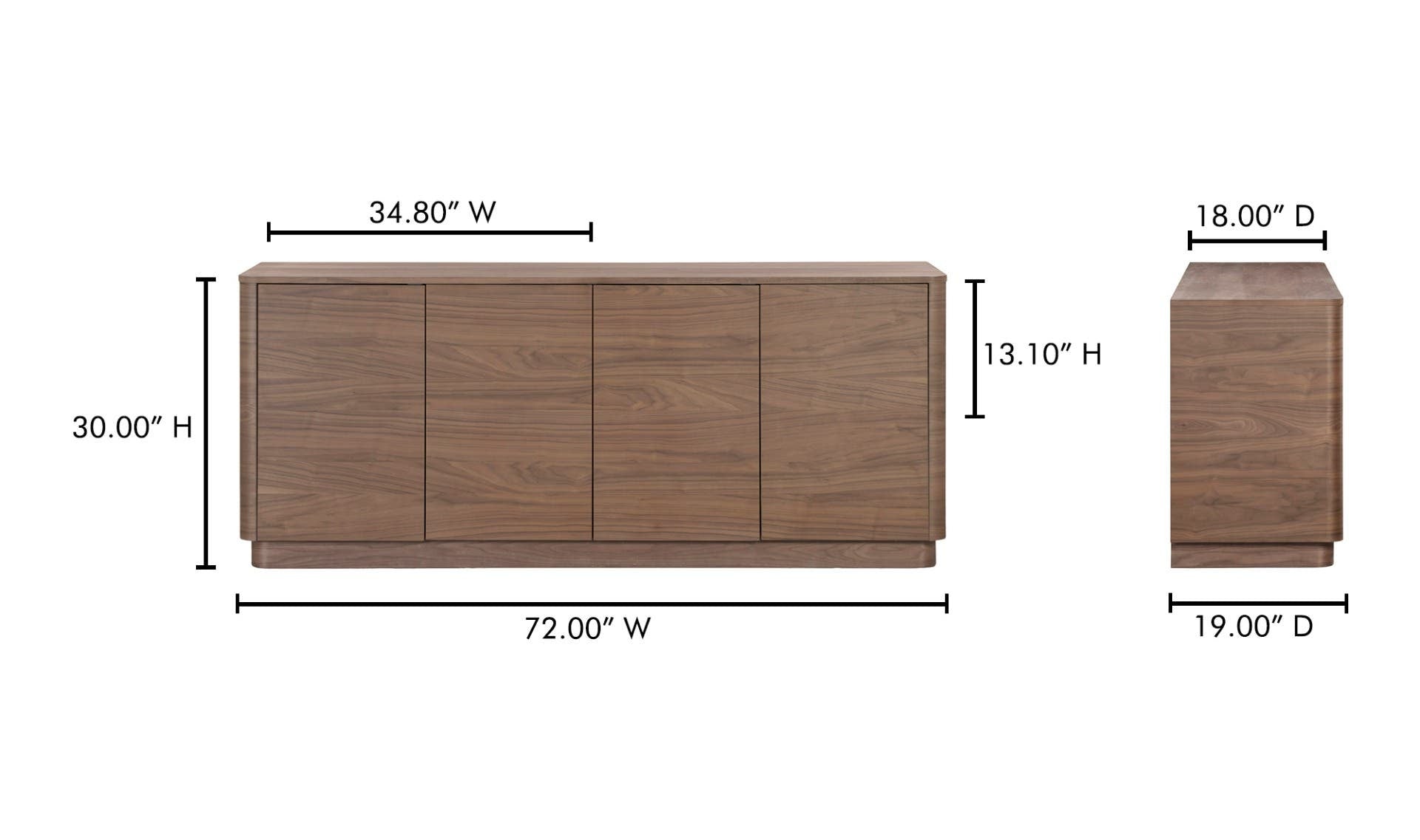 72" Walnut Sideboard