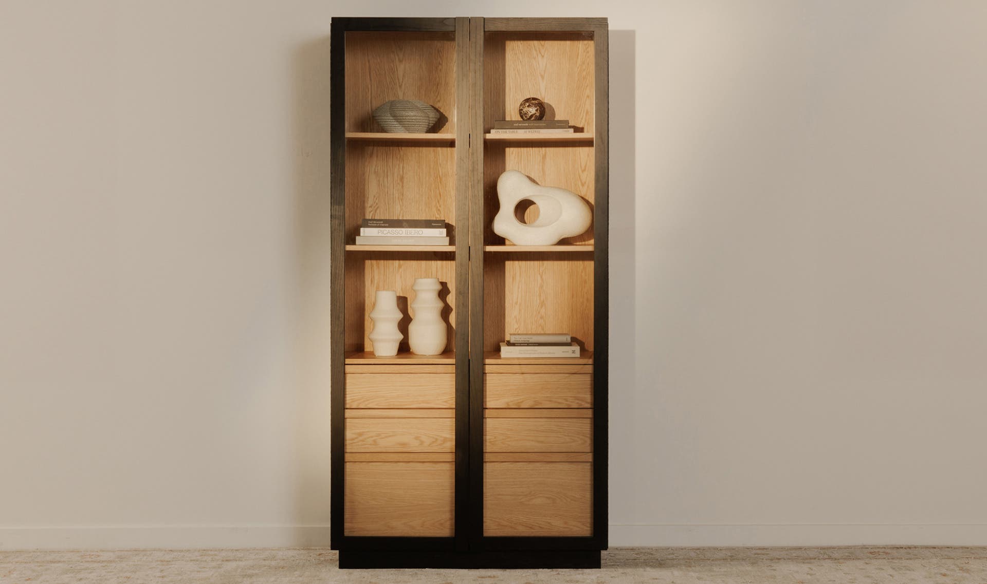 40" Black Oak Tall Cabinet