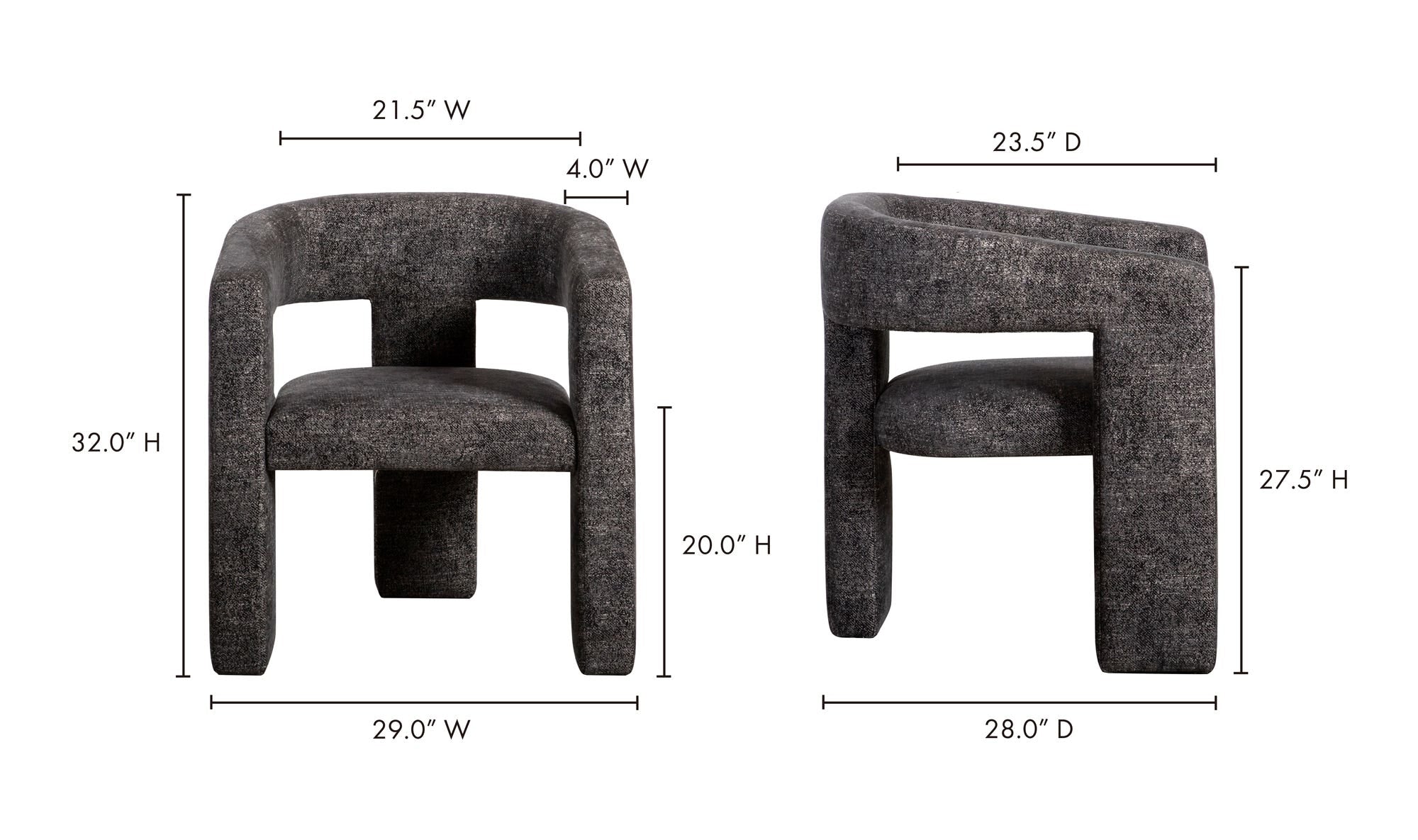29" Black Upholstered Accent Chair