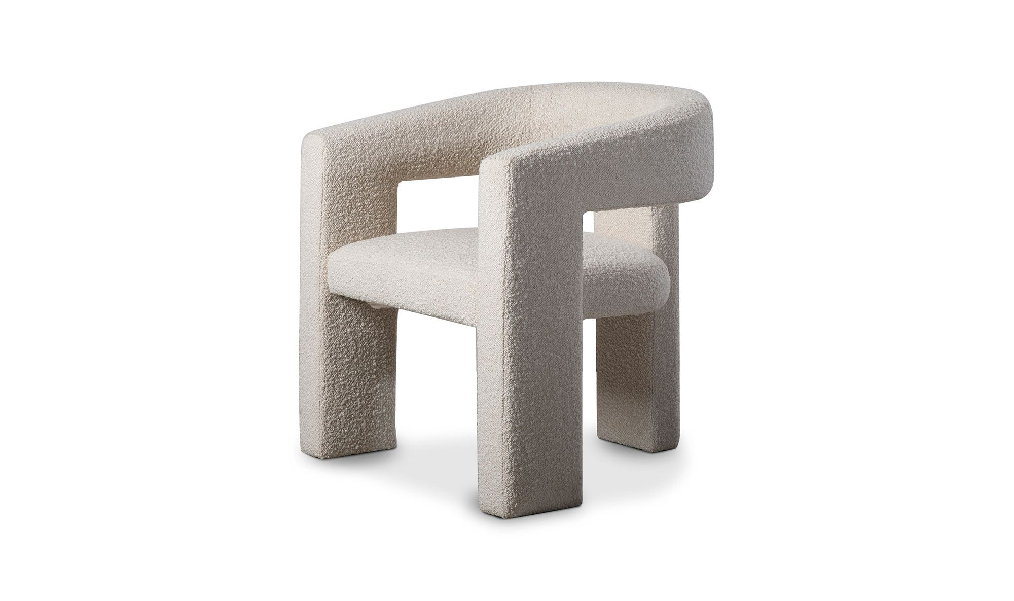 29" White Boucle Accent Chair