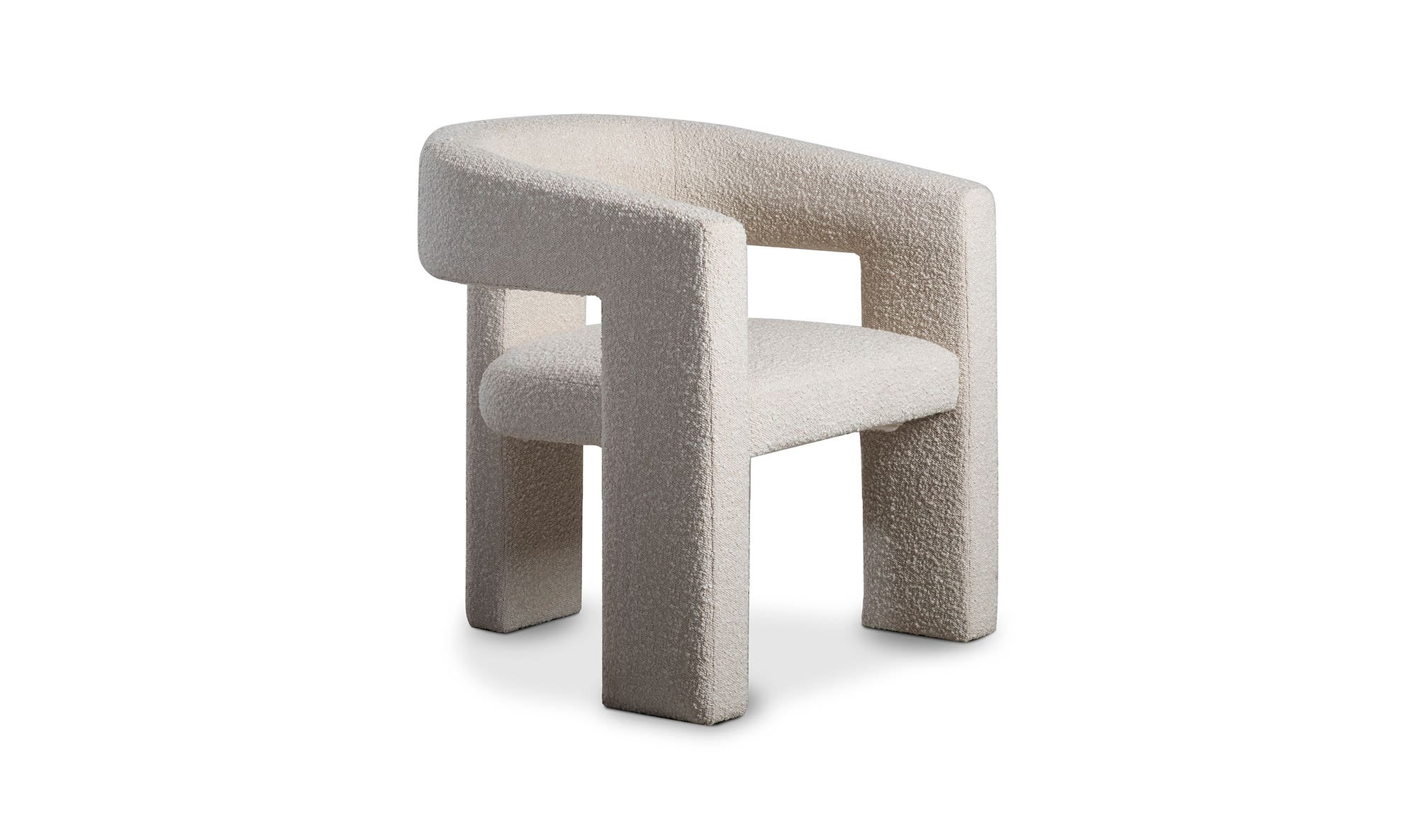29" White Boucle Accent Chair