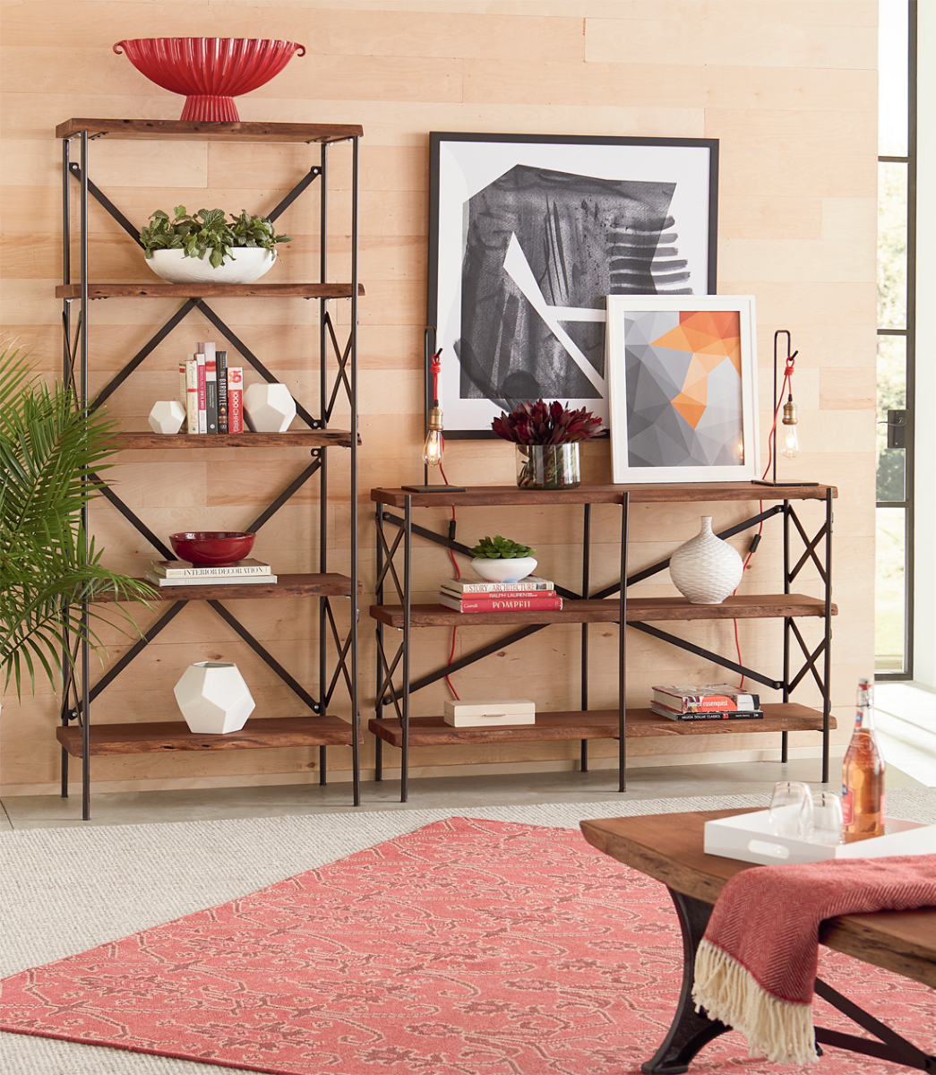 34" Raw Walnut Acacia Wood Bookshelf