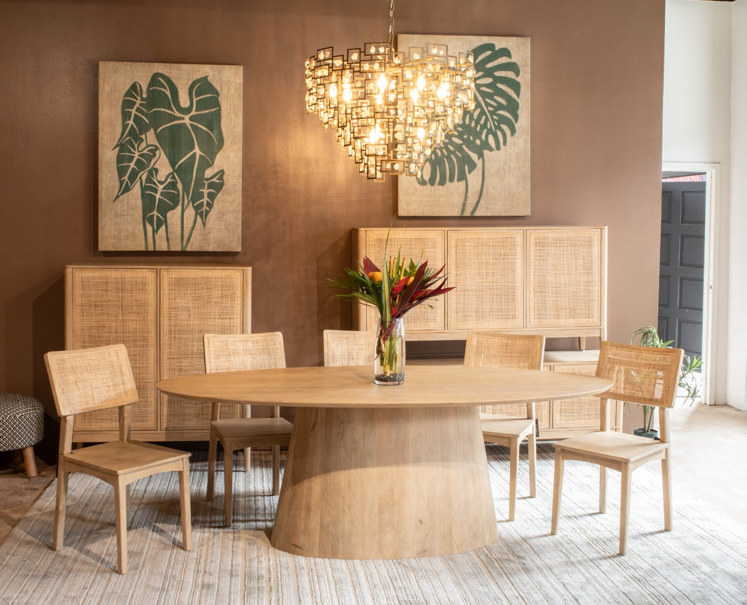 86" Natural White Mango Wood Oval Table