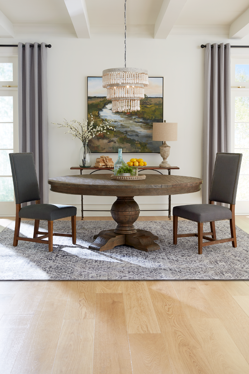 72″ Weathered Teak Mango Wood Round Dining Table
