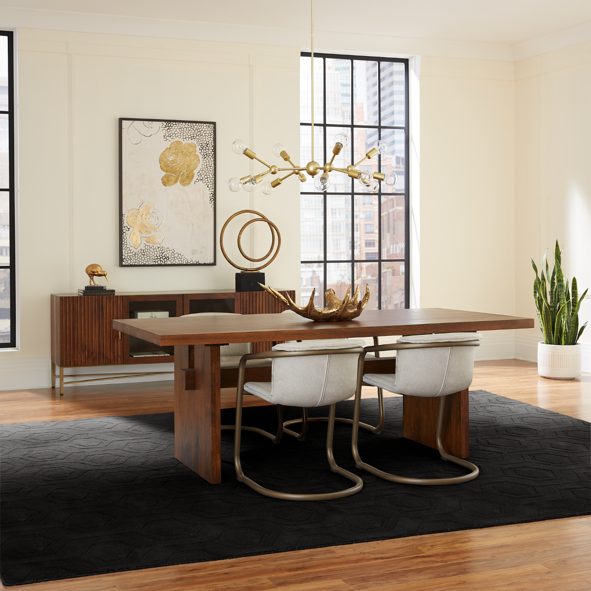 82" Honey Brown Mango Wood Dining Table