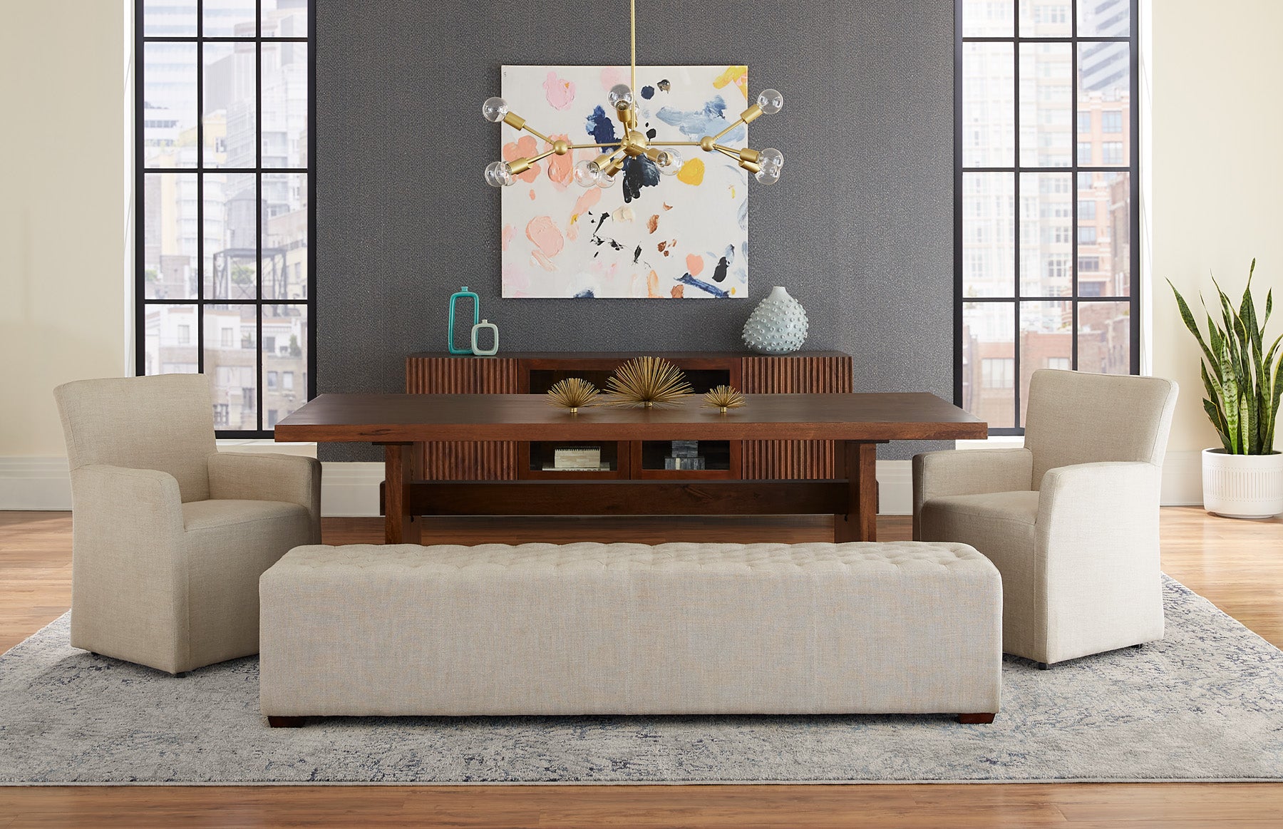 82" Honey Brown Mango Wood Dining Table