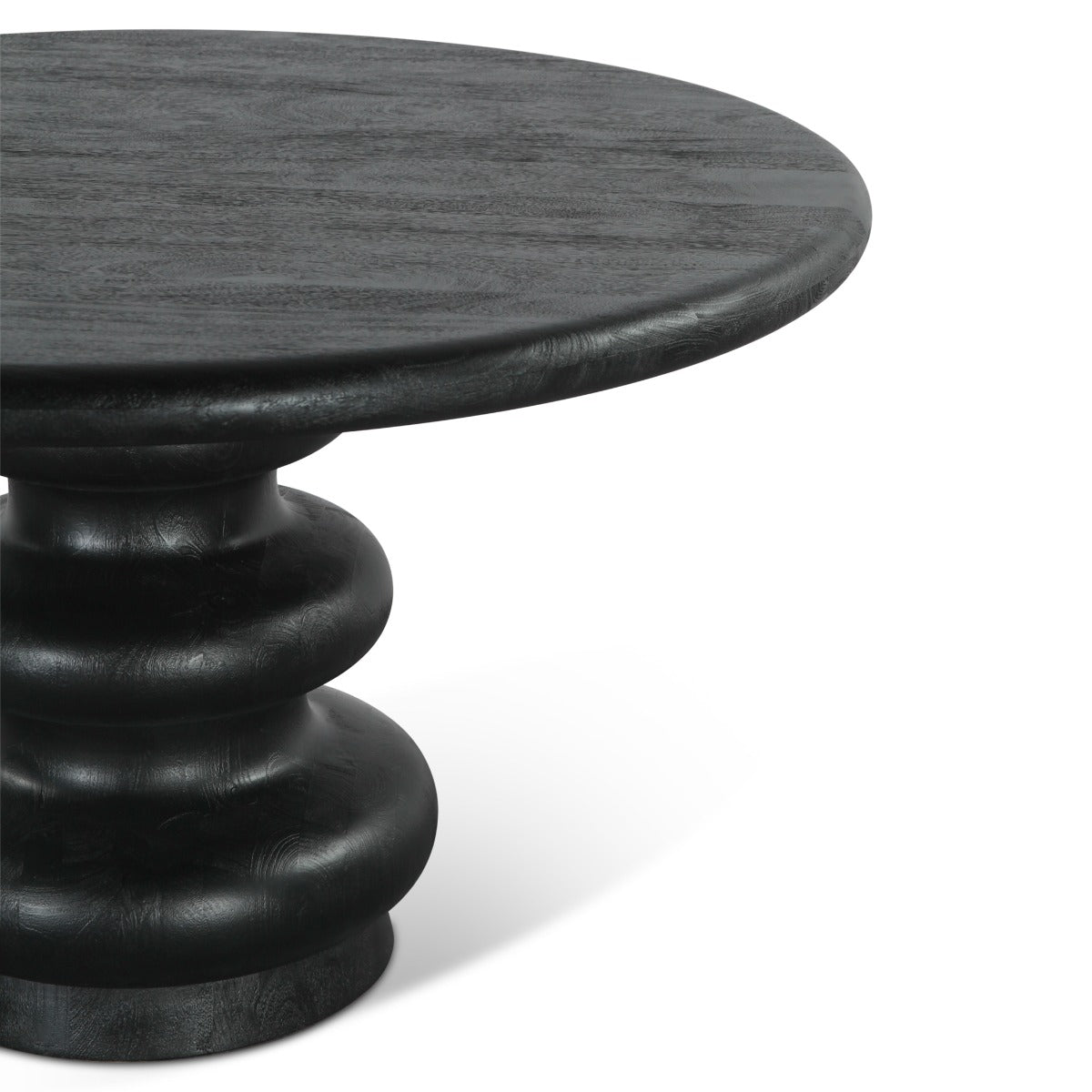 51" Distressed Black Mango Wood Round Table