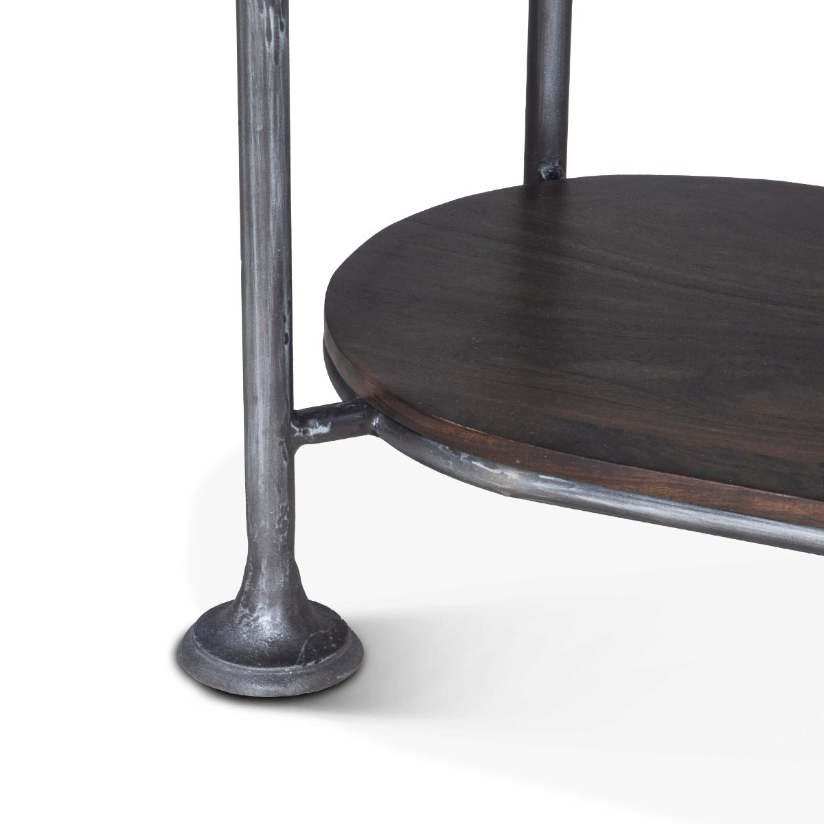 34" Dark Brown Oval Bar Cabinet