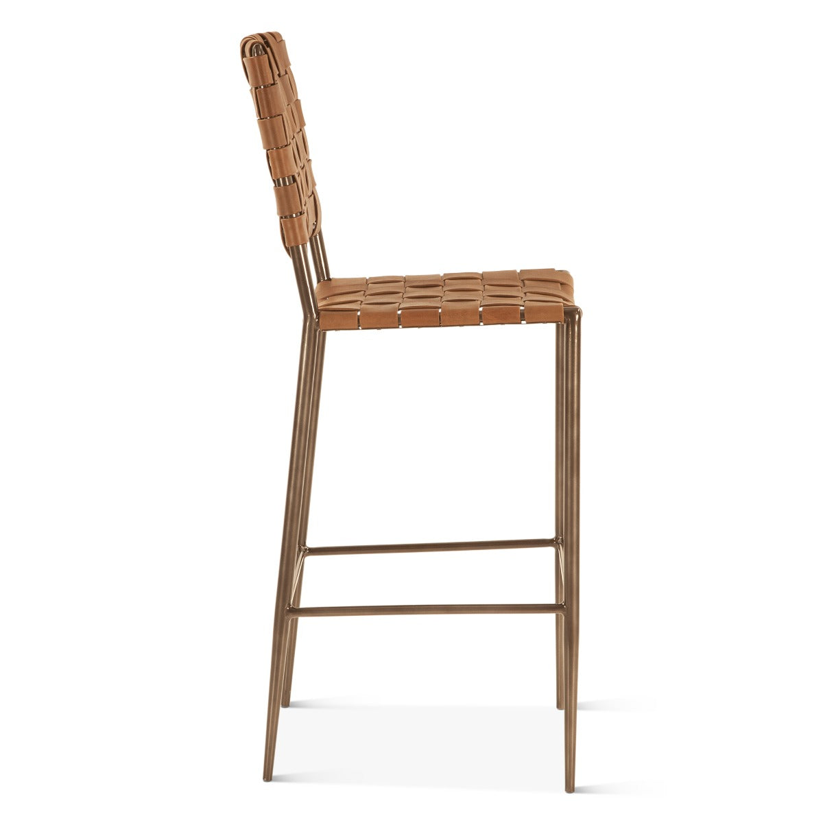 17" Brown Buffalo Leather Bar Chair