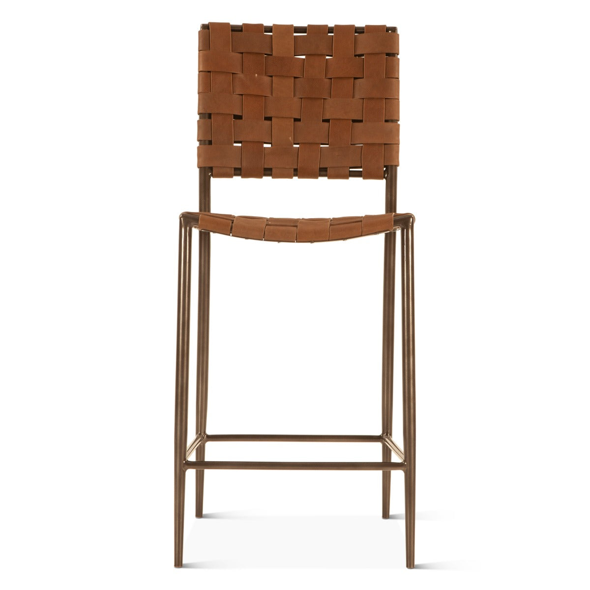 17" Brown Buffalo Leather Counter Chair