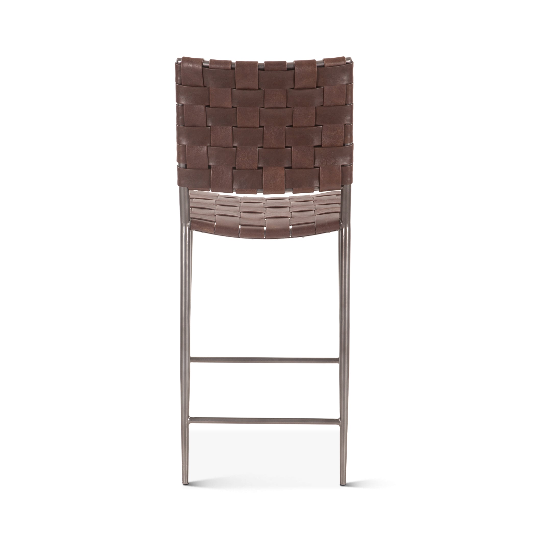 17" Brown Buffalo Leather Counter Chair