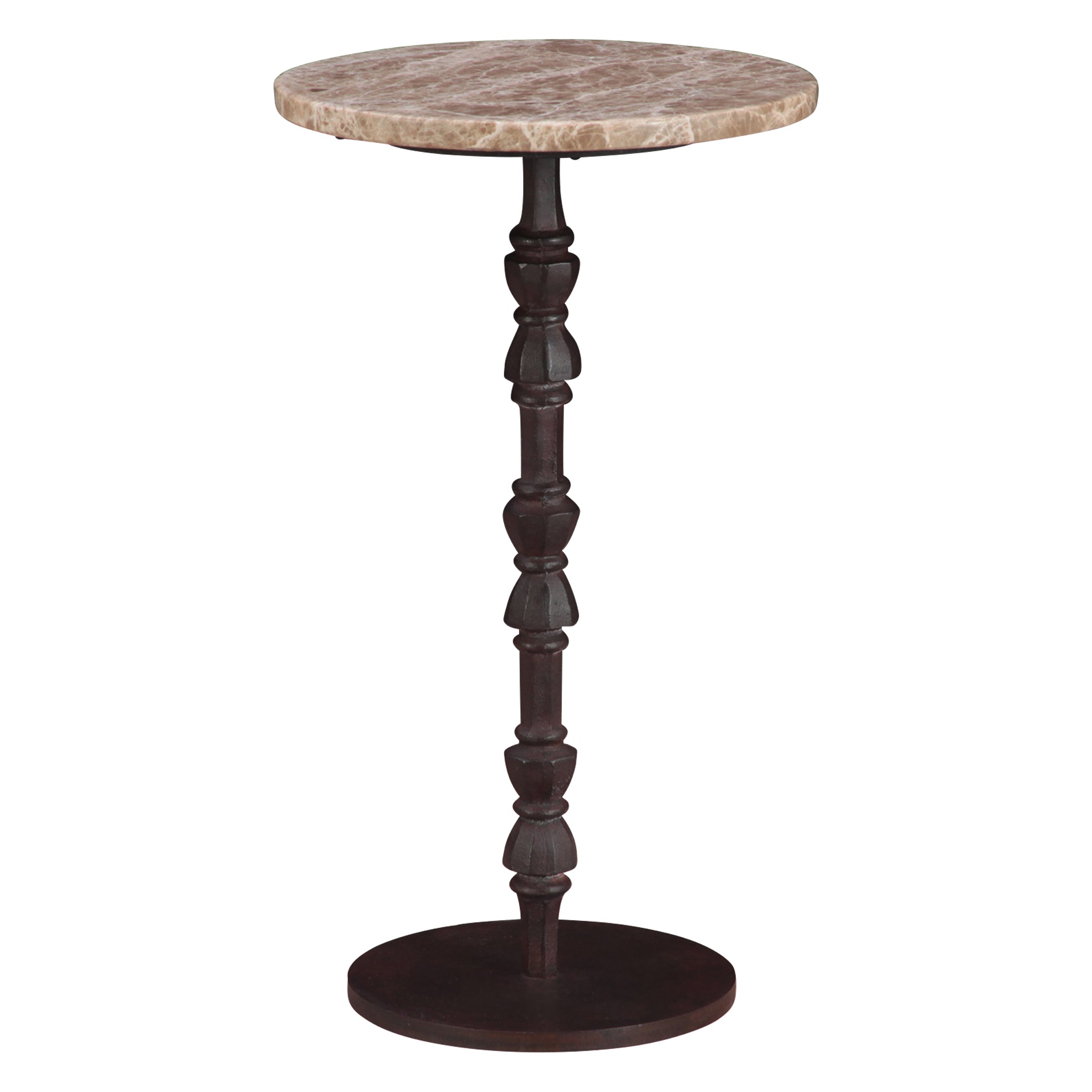 12" Light Emperador Marble Side Table