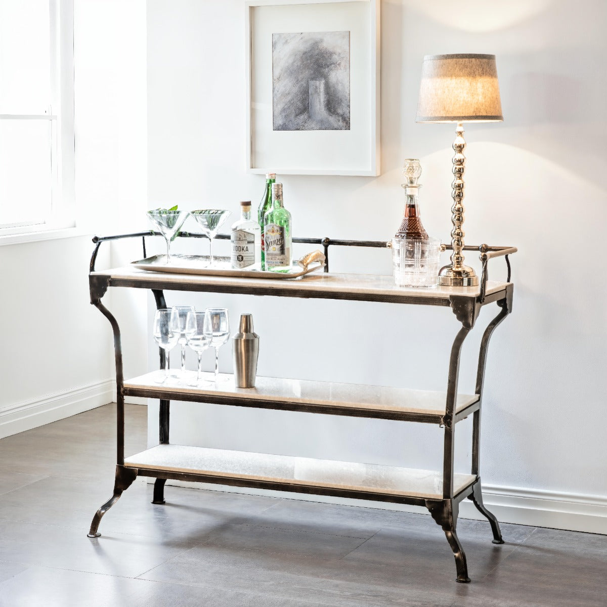 16" White Marble Console Table