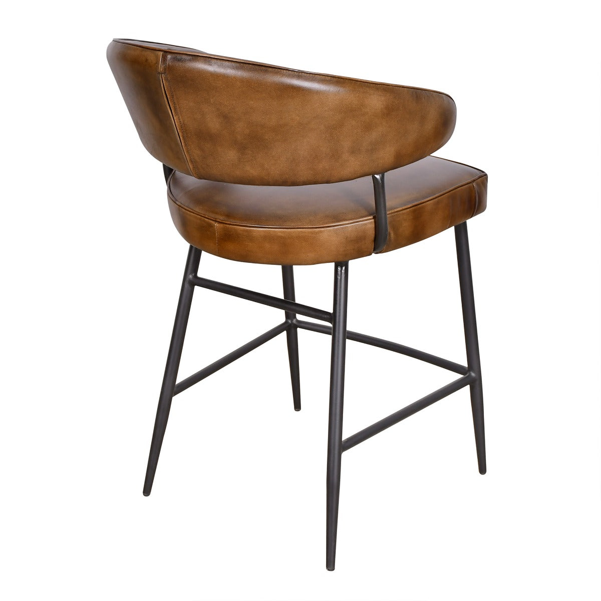 22" Hand Washed Chestnut Leather Counter Chair