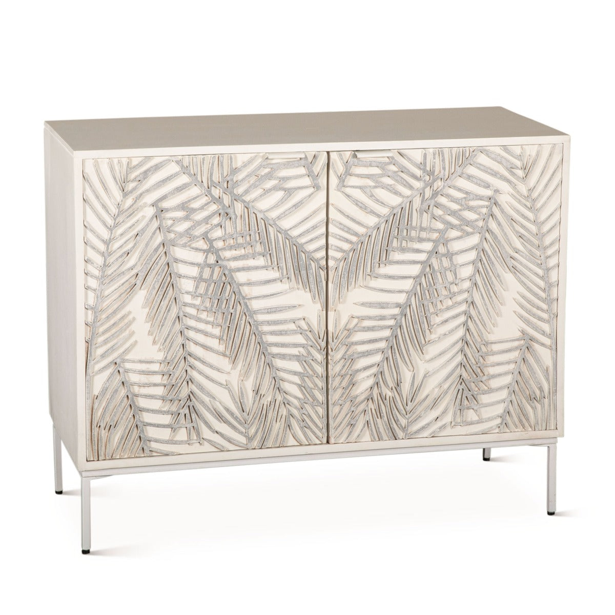 38" Coastal White Mango Wood Cabinet