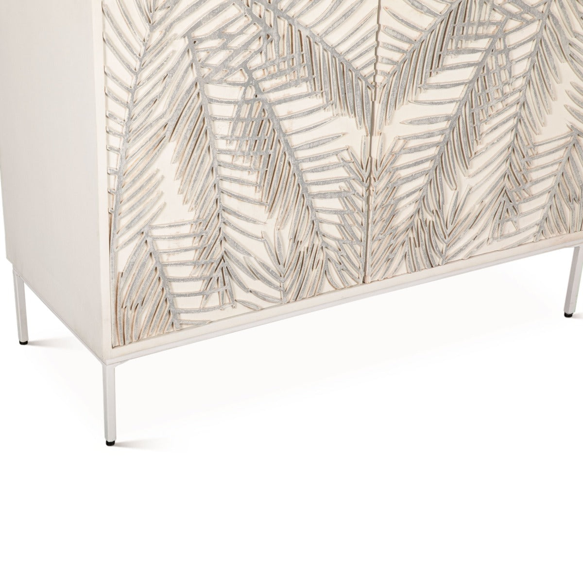 38" Coastal White Mango Wood Cabinet