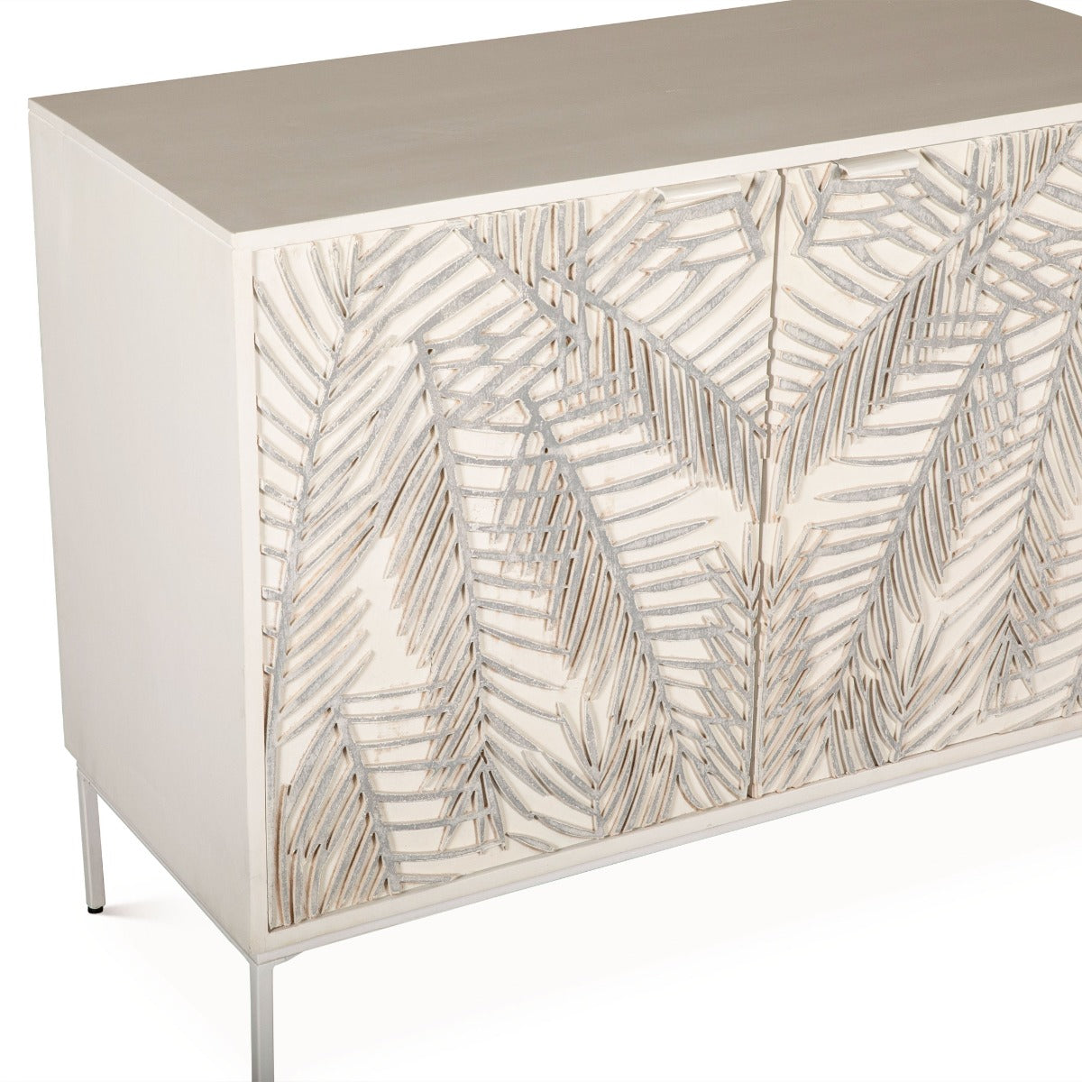 38" Coastal White Mango Wood Cabinet