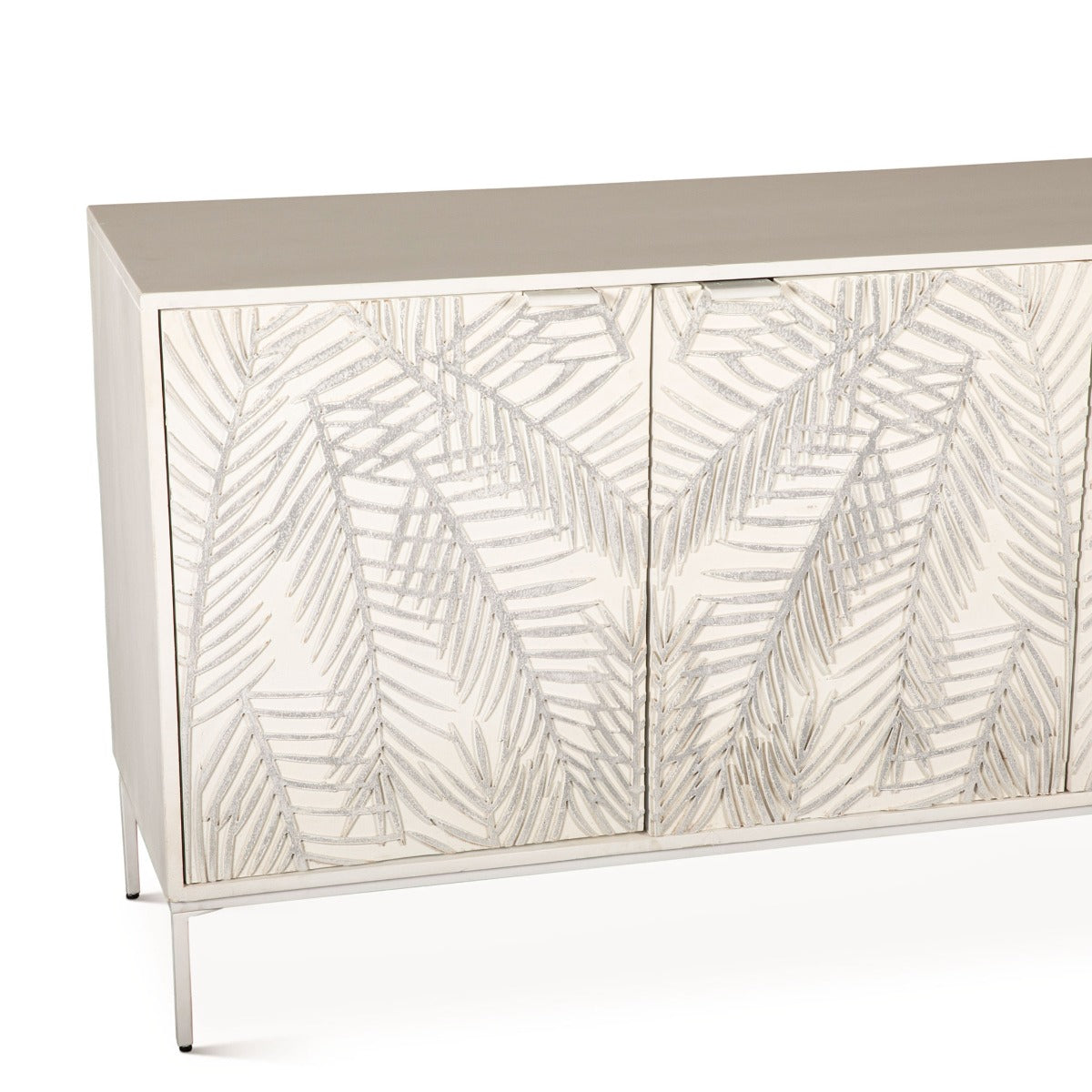 57" Coastal White Mango Wood Sideboard