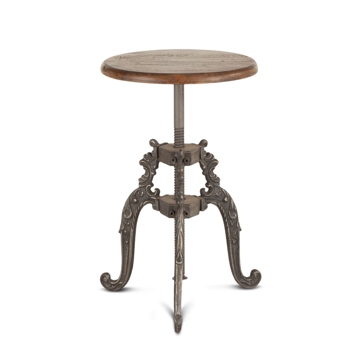 16" Weathered Teak Adjustable Stool
