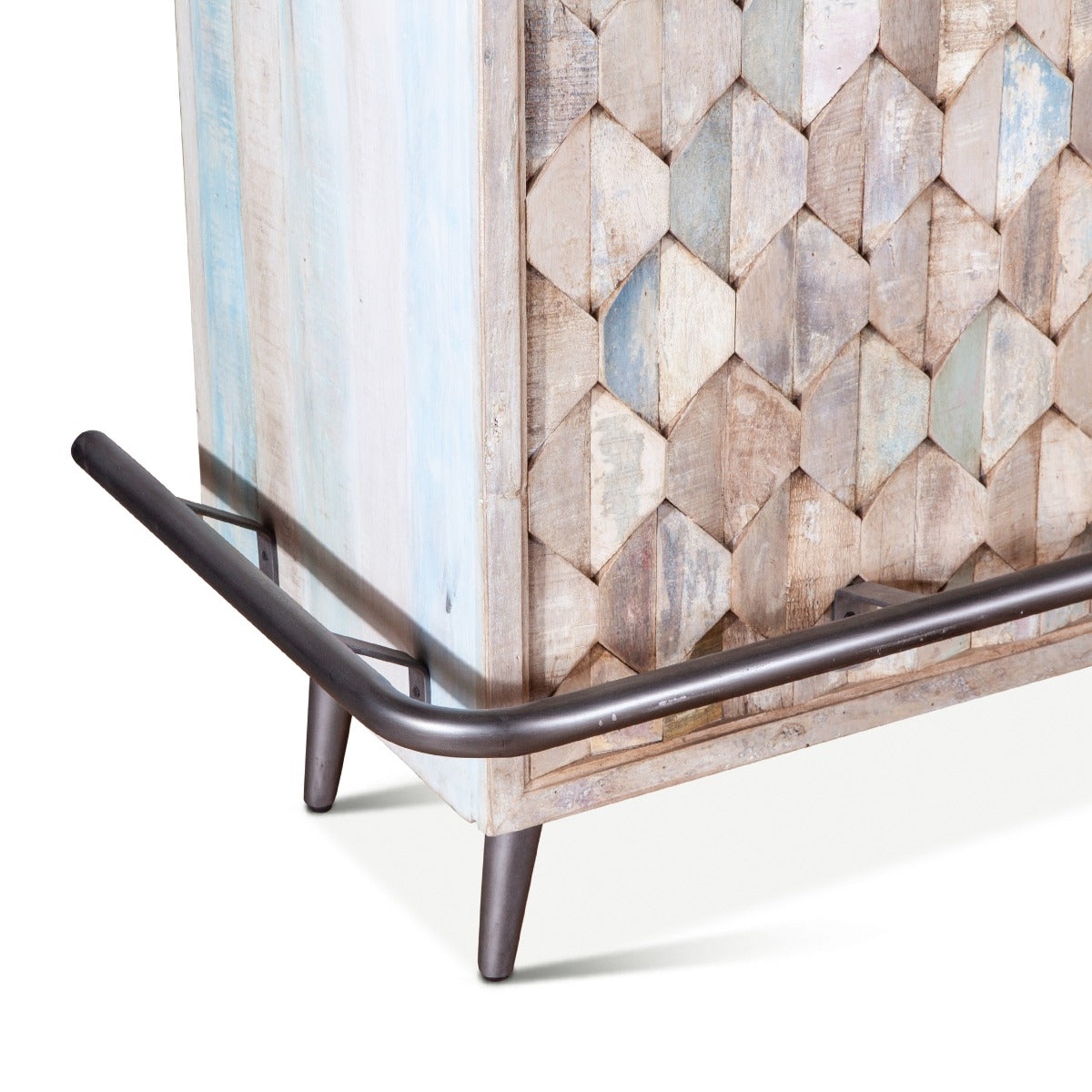 62" Vintage Teal Reclaimed Wood Bar