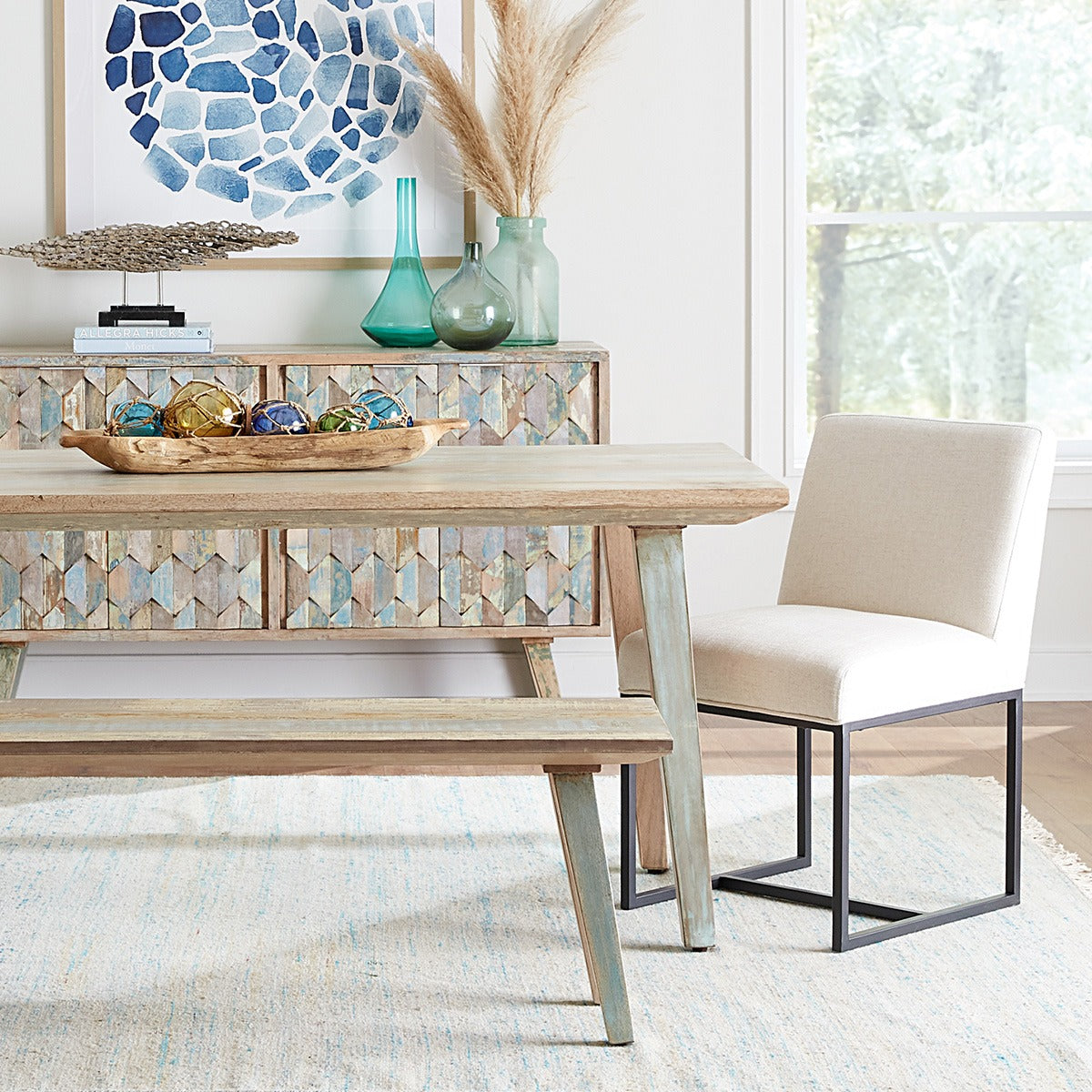 48" Vintage Teal Reclaimed Wood Bench