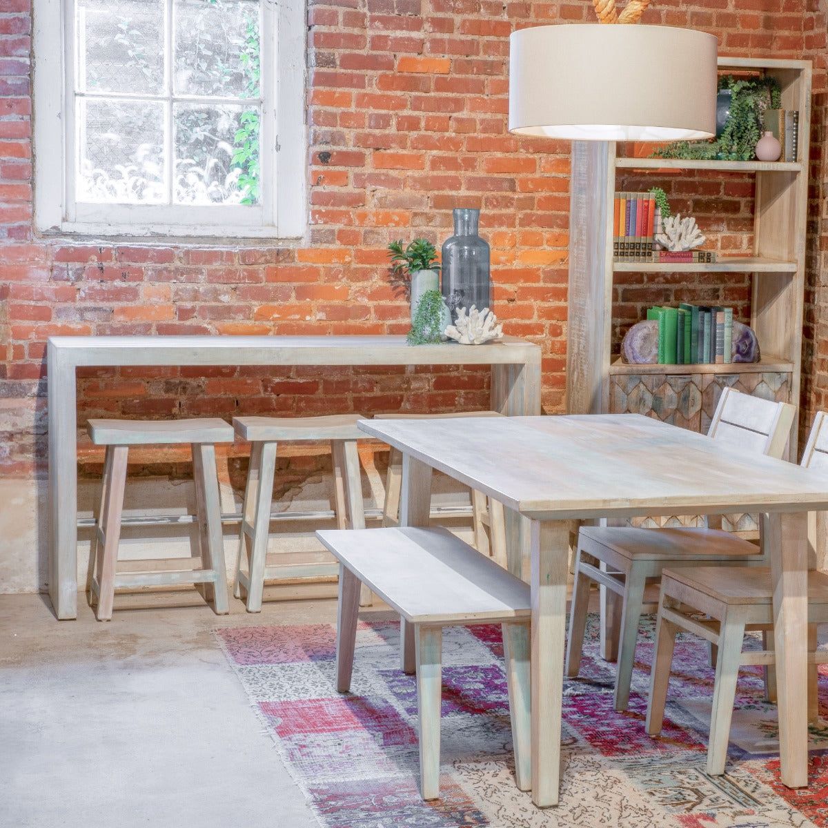 66" Vintage Teal Reclaimed Wood Gathering Table