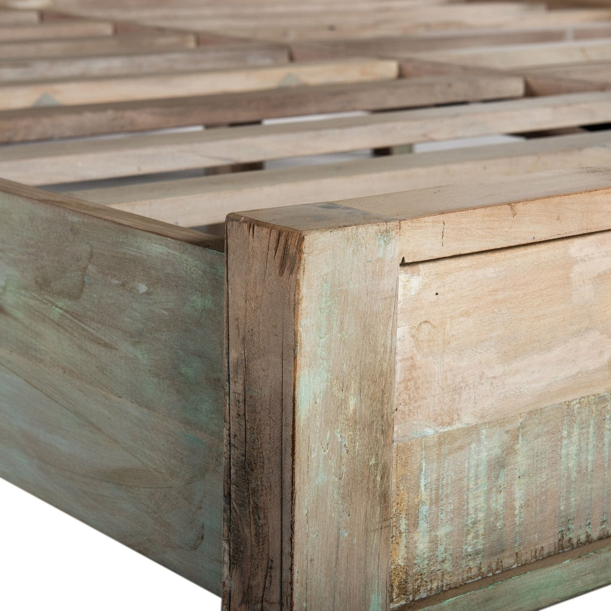 64" Vintage Teal Reclaimed Wood Queen Size Bed