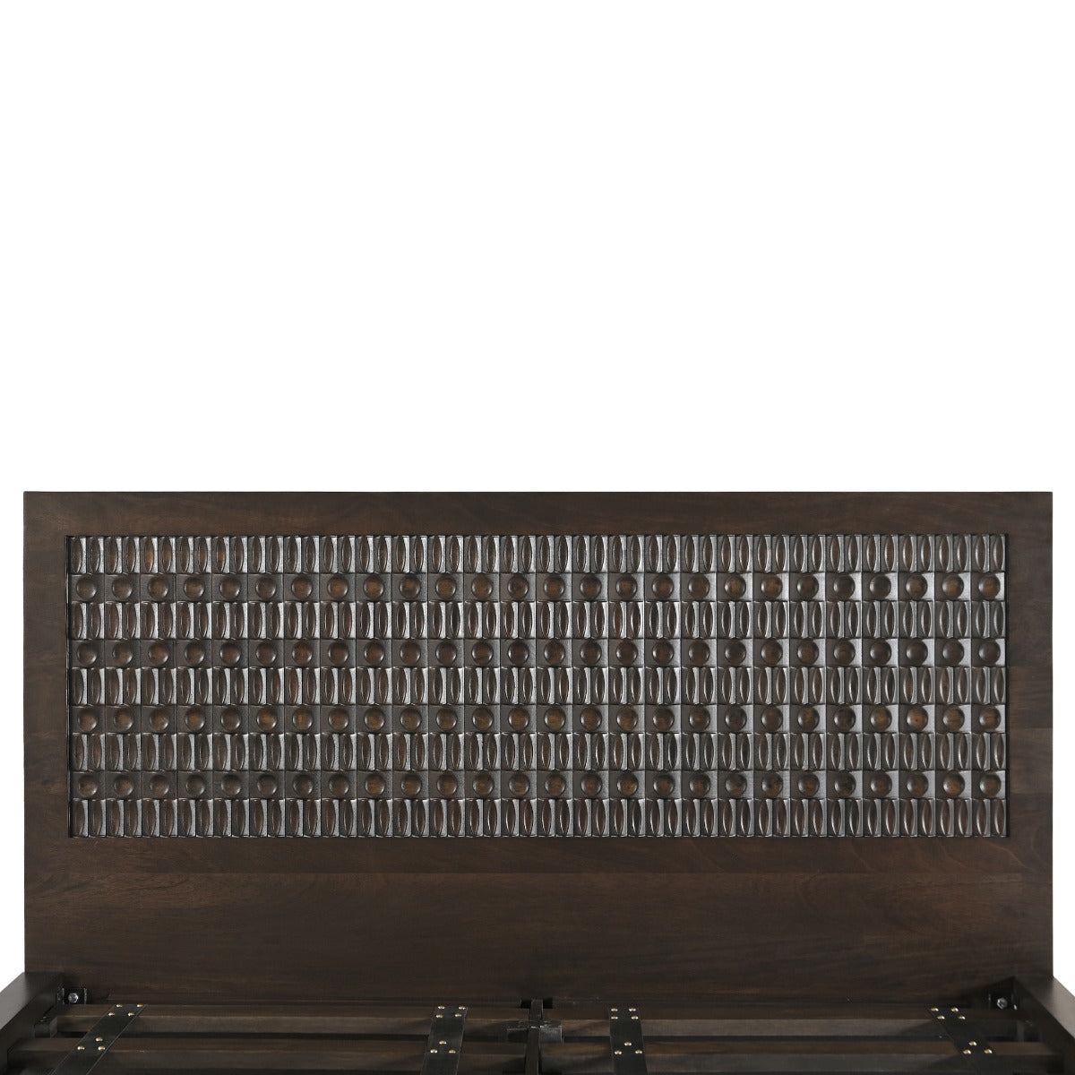 66" Dark Java Carved Wood Queen Size Bed