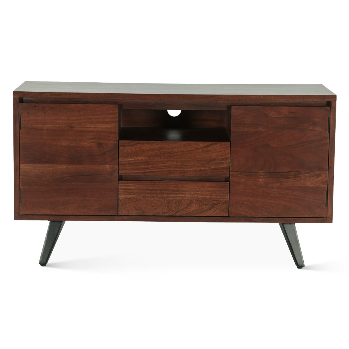 54" Walnut Acacia Wood Media Cabinet