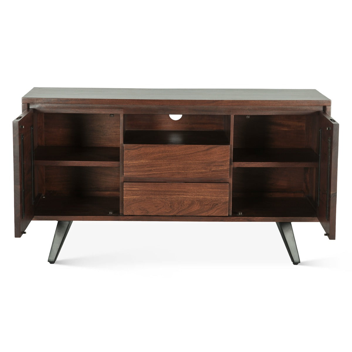54" Walnut Acacia Wood Media Cabinet